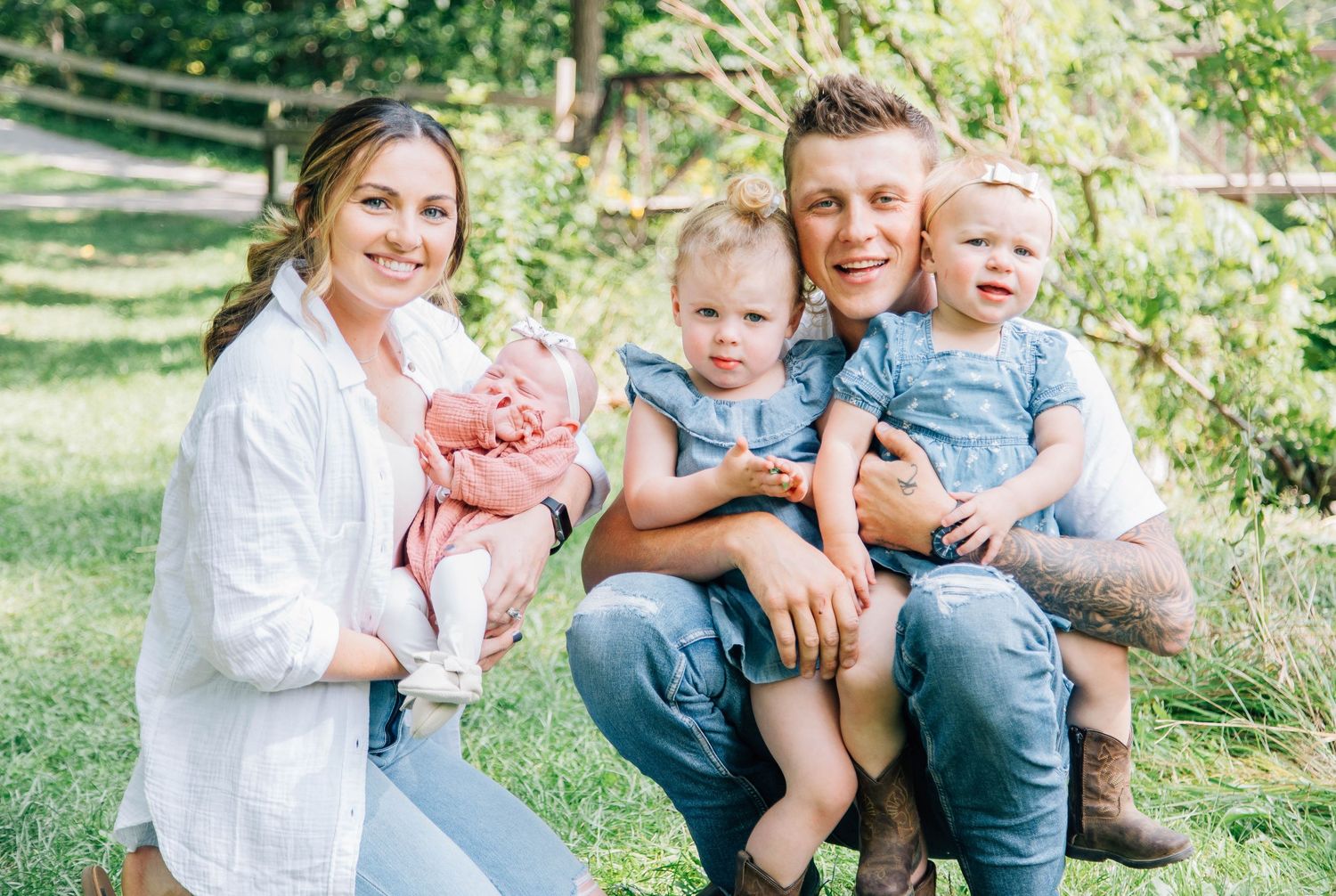 Family smiling at Rock Glen Conservation Area in Arkona Ontario
