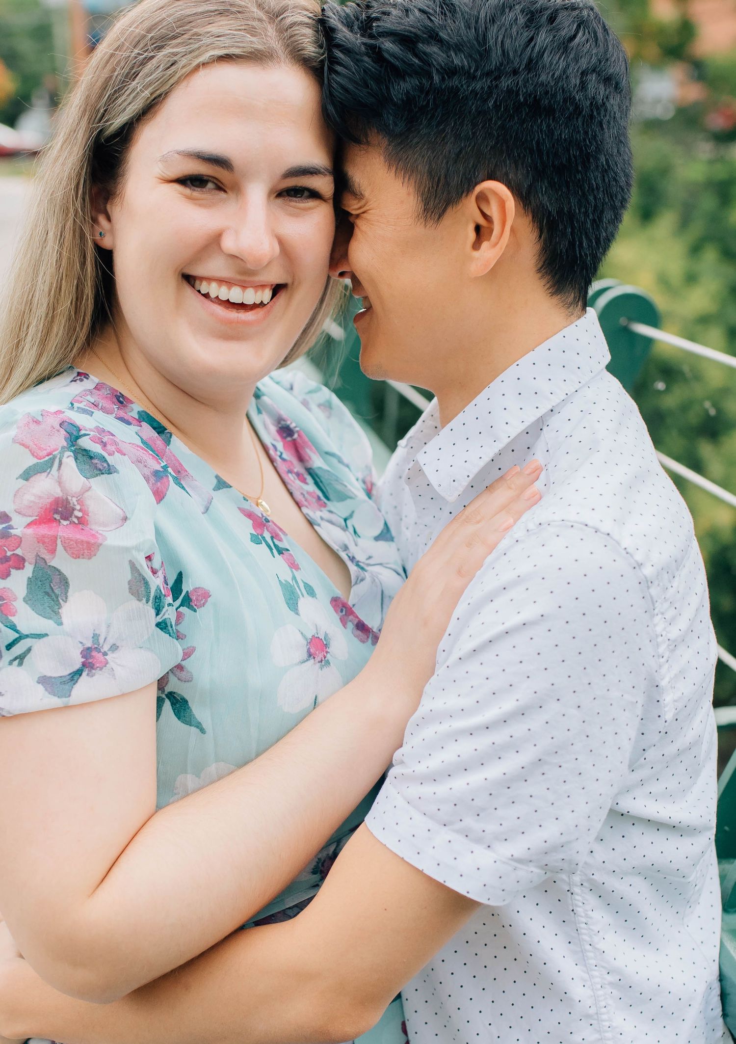 couple smiling on bridge in london ontario