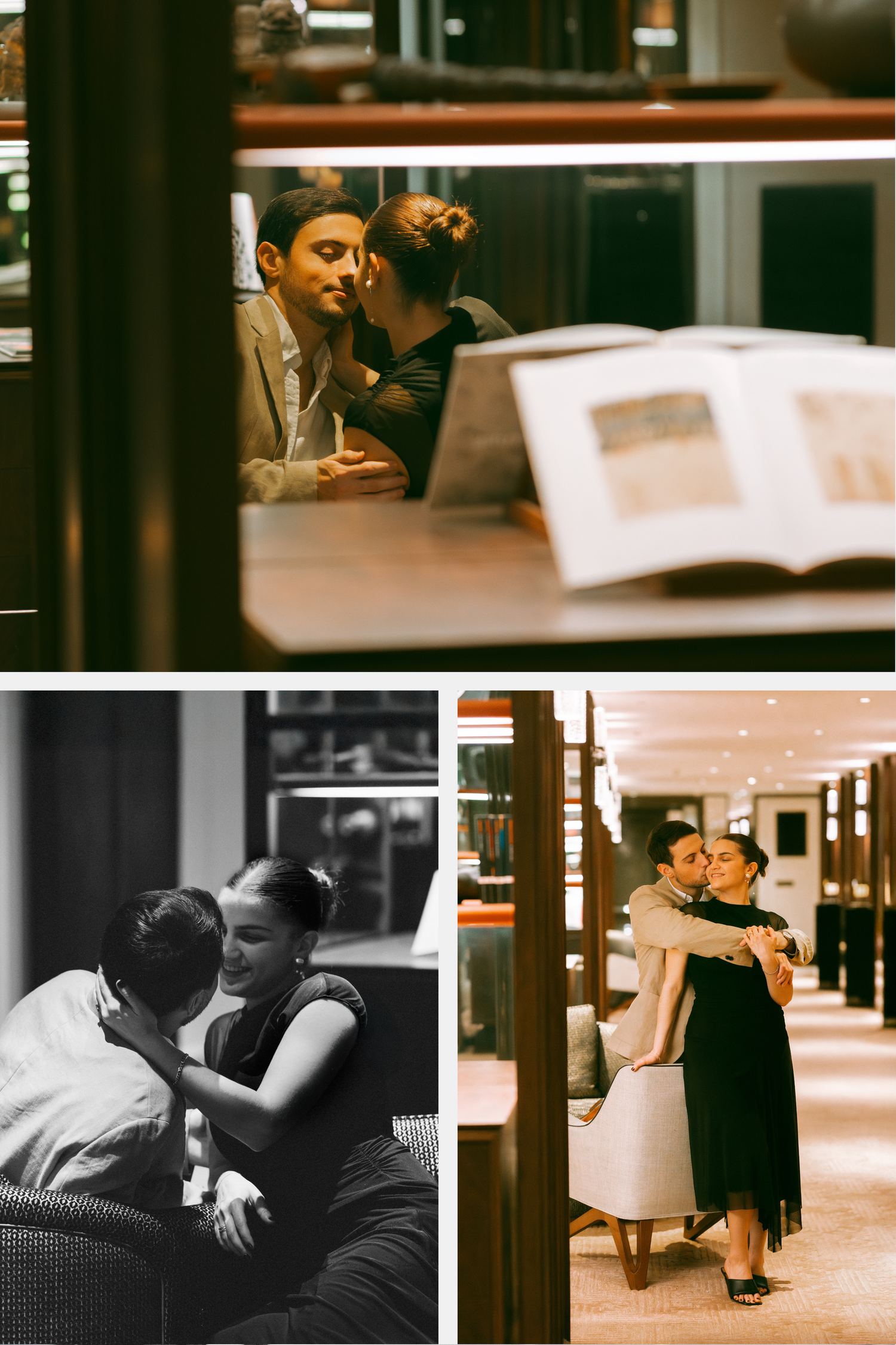 Romantic couple sharing an intimate moment in Rosewood Hong Kong. Pre Wedding in Hong Kong. Surprise proposal in Hong Kong