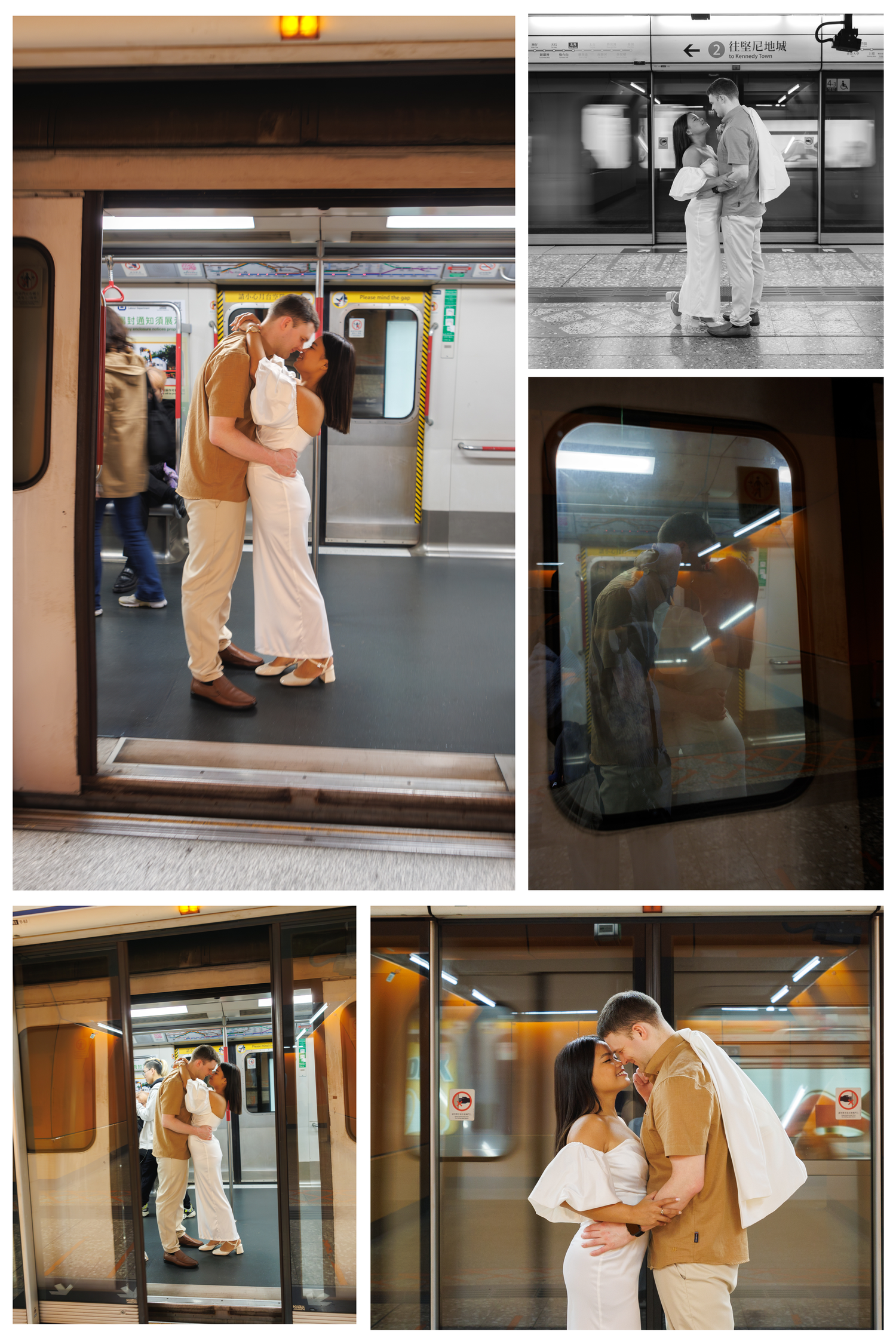 Couple Session in Hong Kong at the MTR Station looked lovingly and sweet.