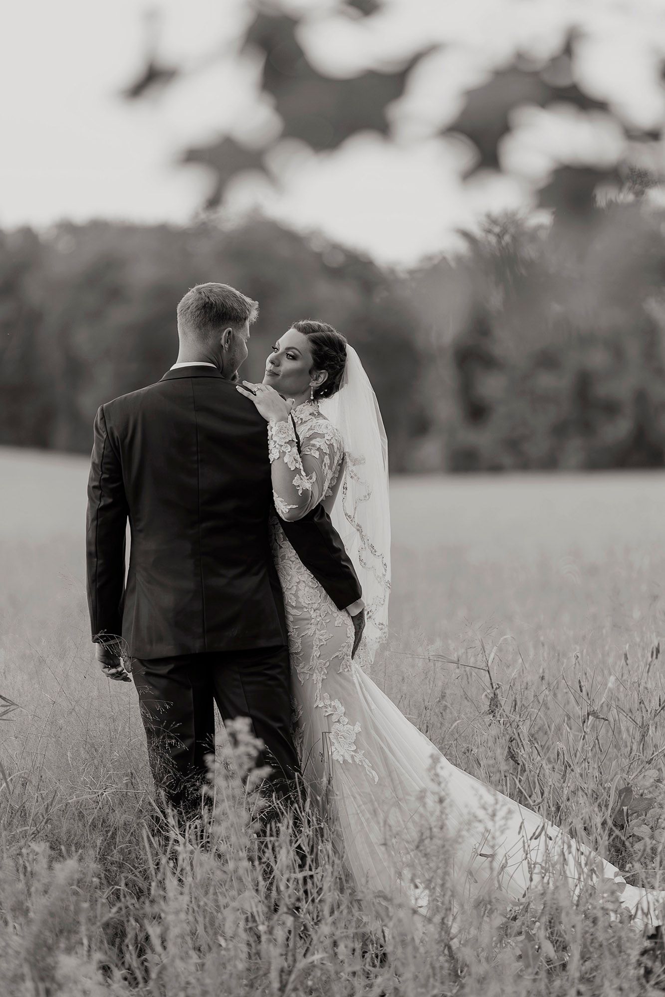 Bride and groom in black and white, Albany NY wedding