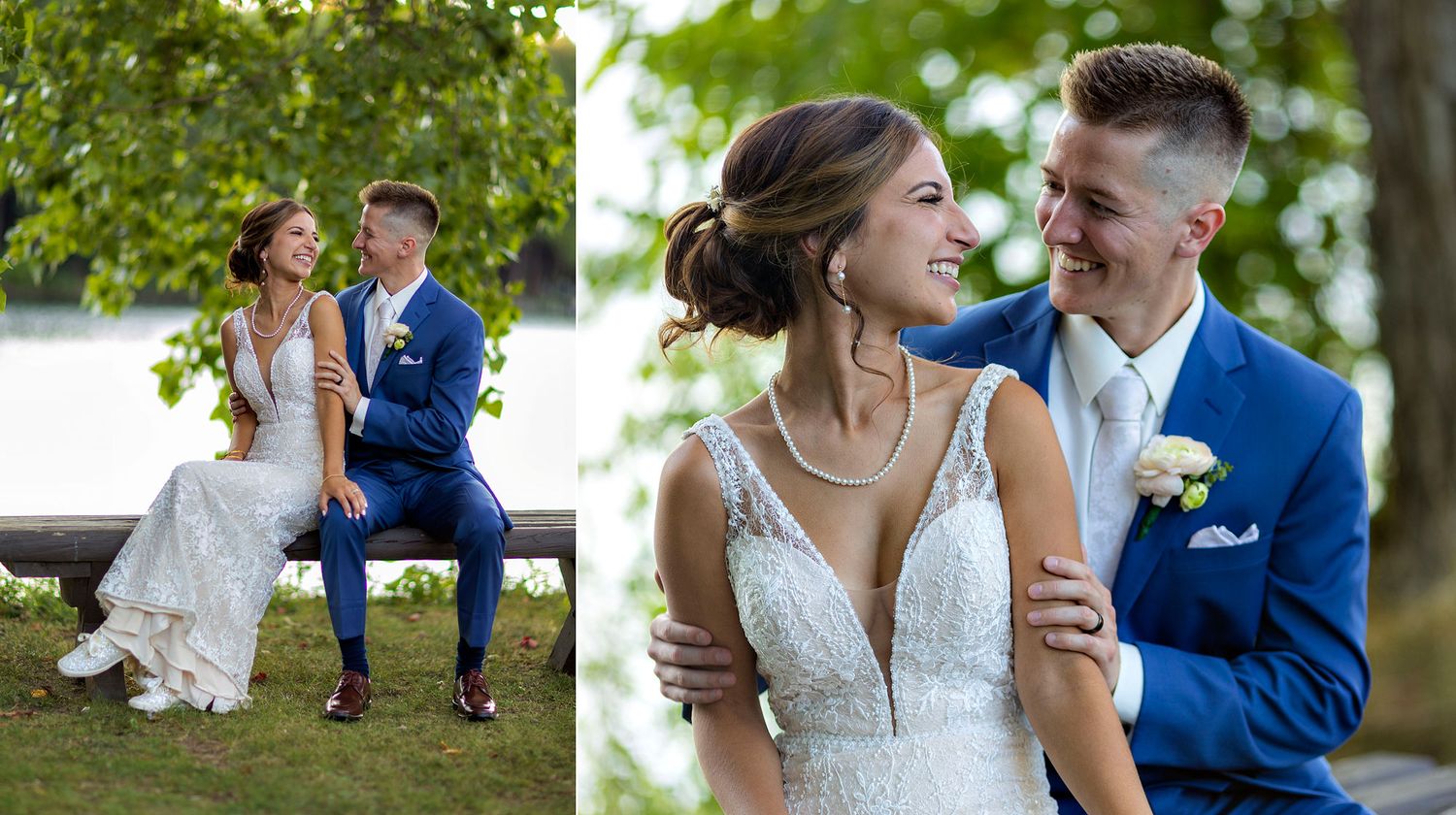 Old Daley on Crooked Lake Wedding bride and groom
