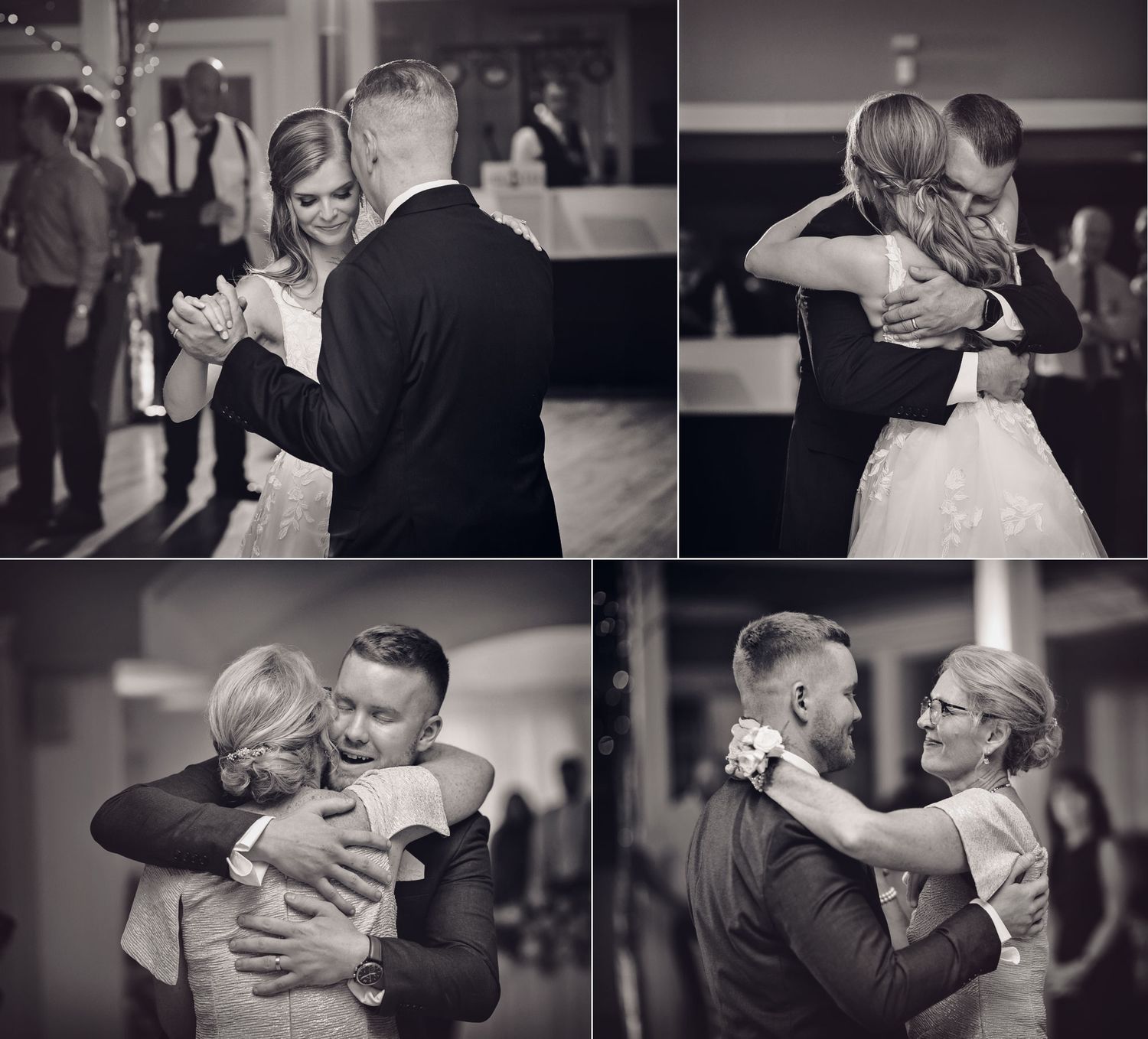 Old Daley on Crooked Lake Wedding reception parent dances black and white