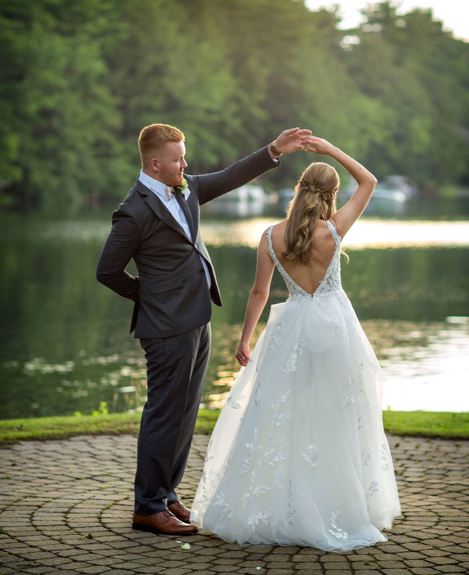 Bride and groom ballroom dancing at Old Daley on Crooked Lake house in Averill Park NY