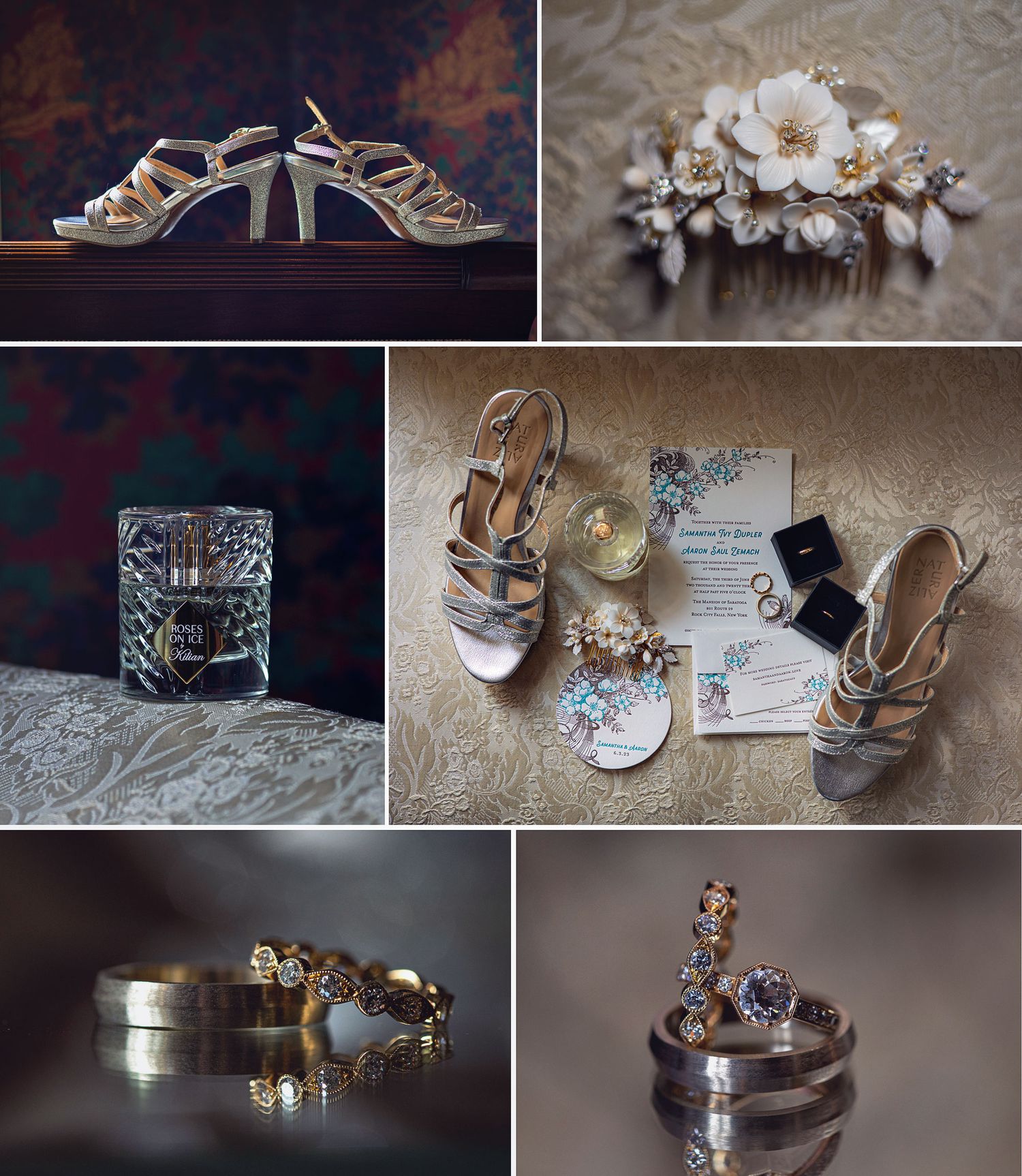 The Mansion Inn of Saratoga Springs NY Wedding Photography Details: Shoes, Invitations, Rings