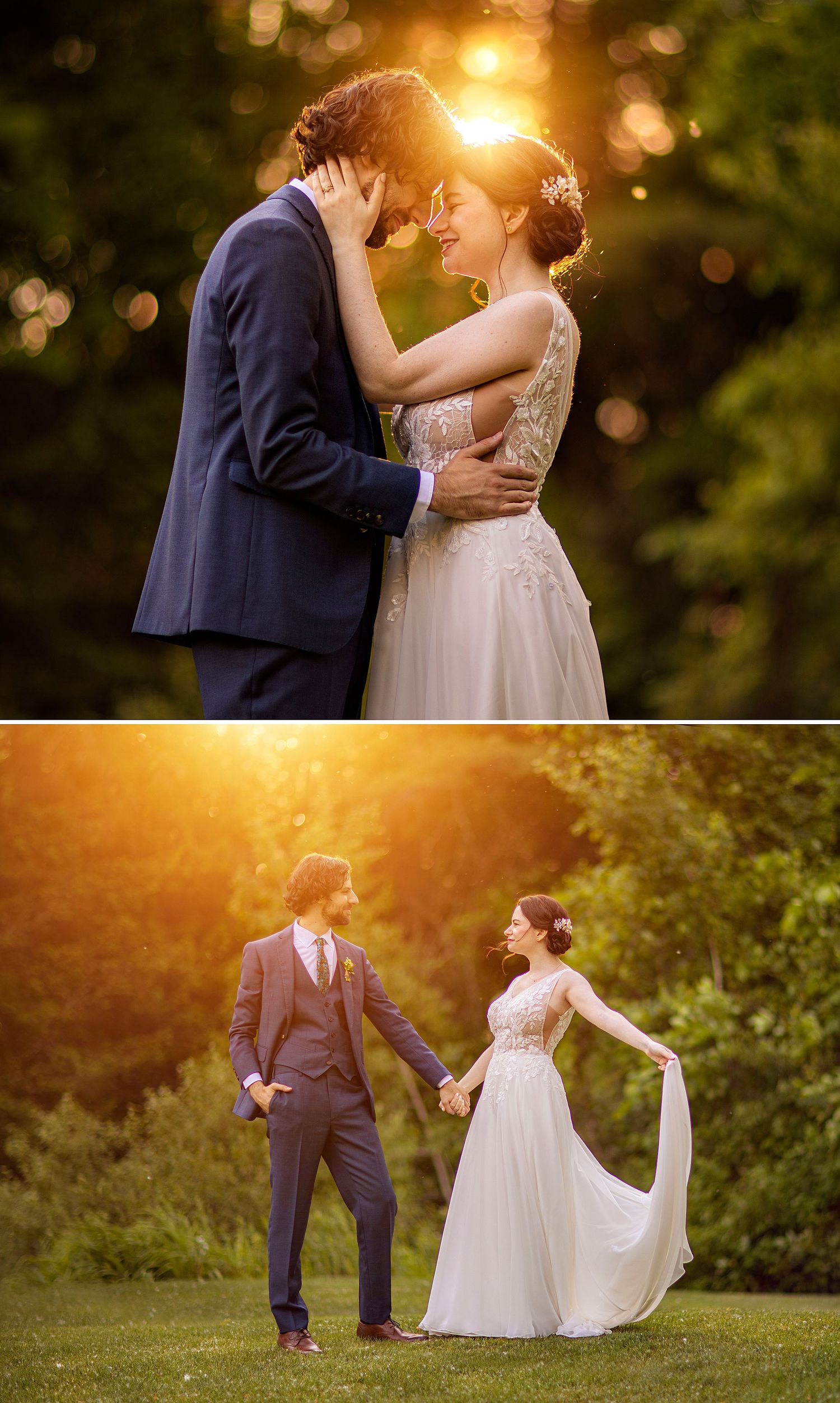 The Mansion Inn of Saratoga Springs NY Photography Bride and Groom in the sunset portraits