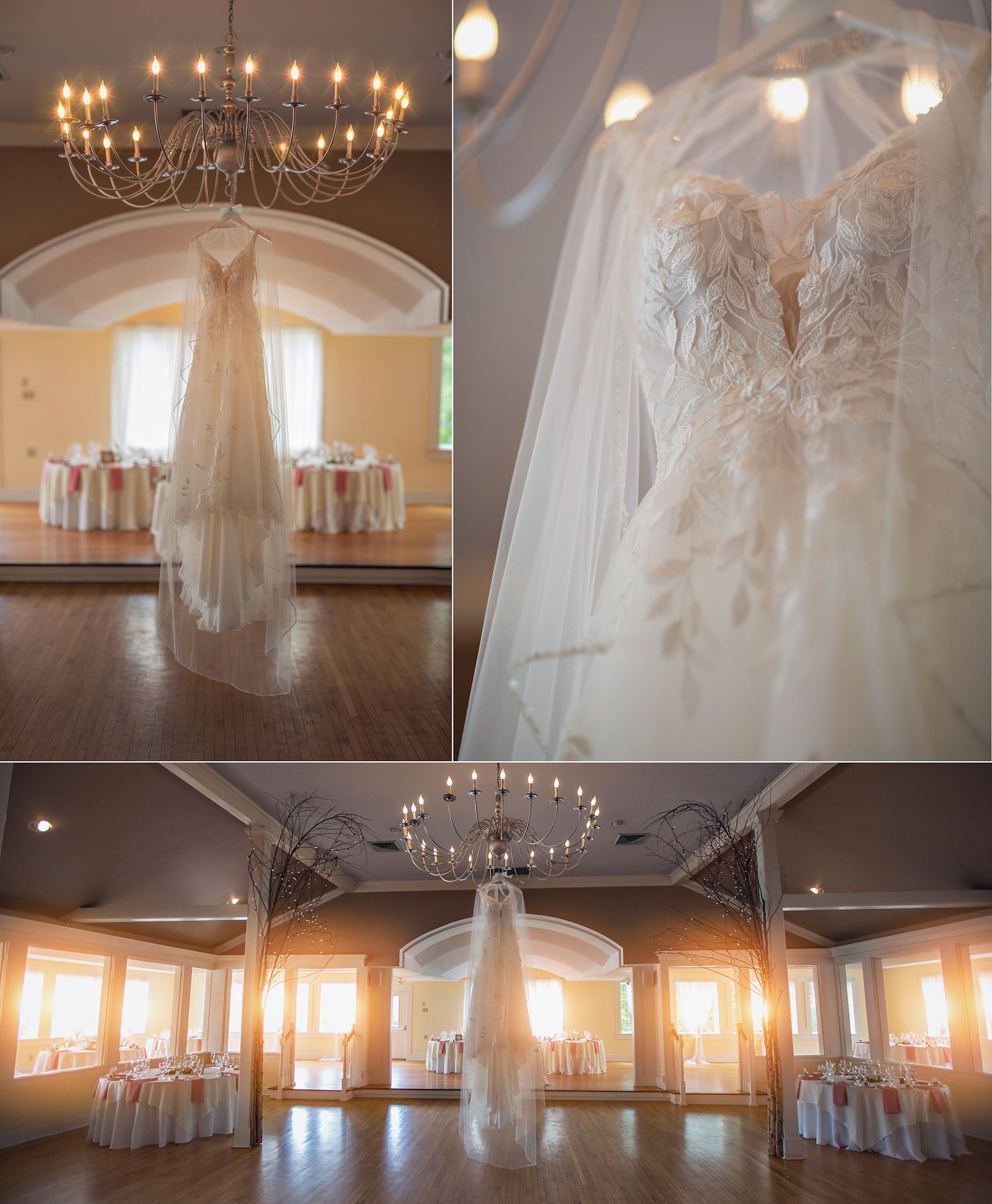 Old Daley on Crooked Lake Wedding details of dress