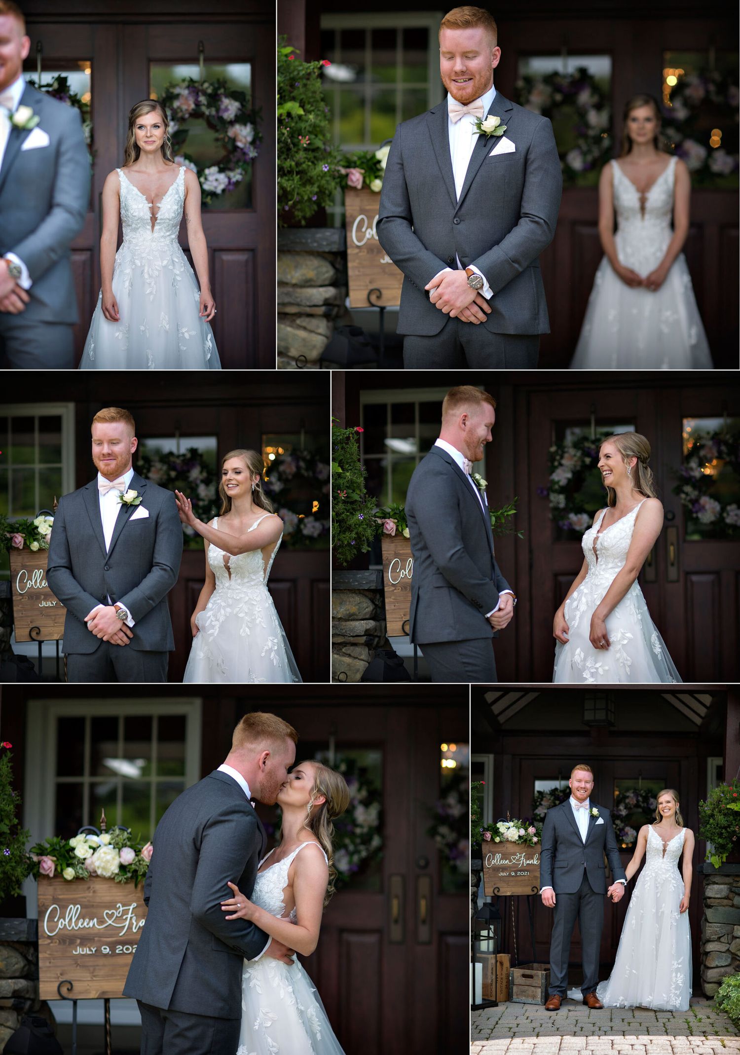 Old Daley on Crooked Lake Wedding bride and groom first look