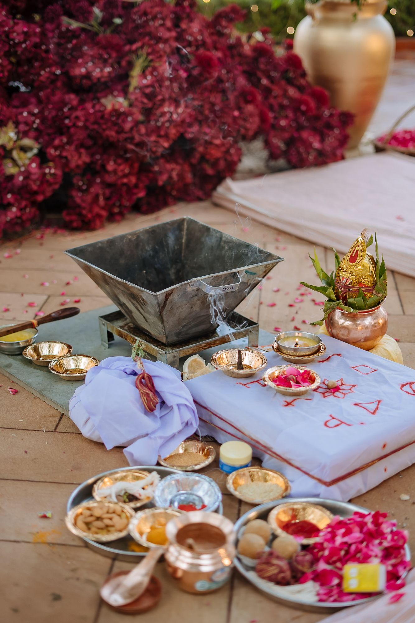 Indian wedding ceremony details at their intimate wedding of 30 guests in the hills at Daleside Manor, Kasauli