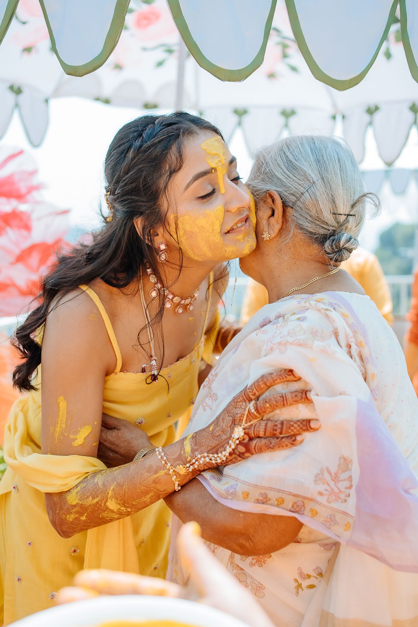 Colorful Haldi ceremony pictures with family and friends in Kasauli. Fine-art and candid wedding storytelling by Beginnings For You.