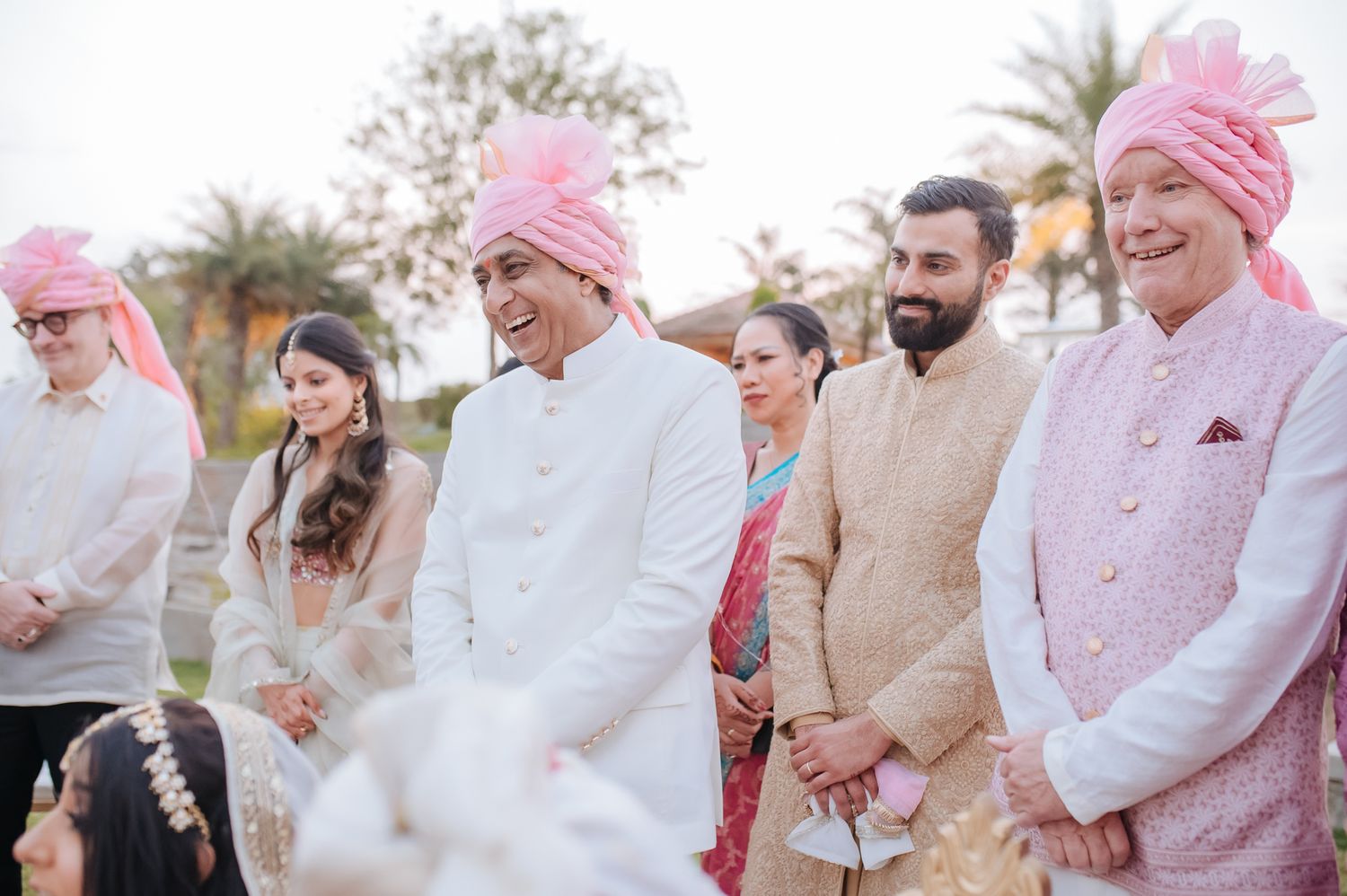Storytelling wedding photograph capturing an intimate indo-norwegian fusion wedding ceremony at Forest Hill Chandigarh