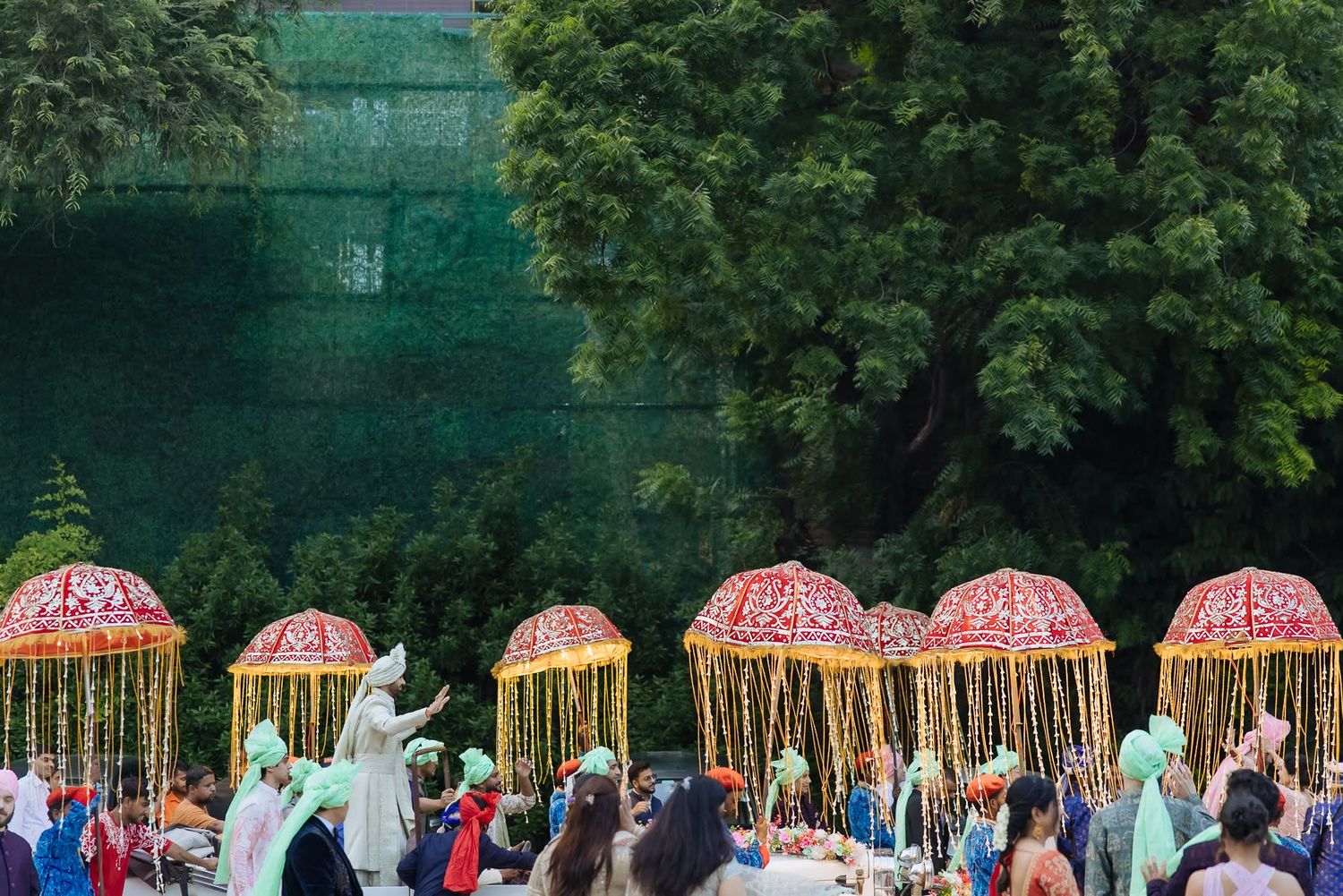 High-energy Punjabi Baraat celebrating Shorye and Leah’s wedding at Tivoli Chattarpur
