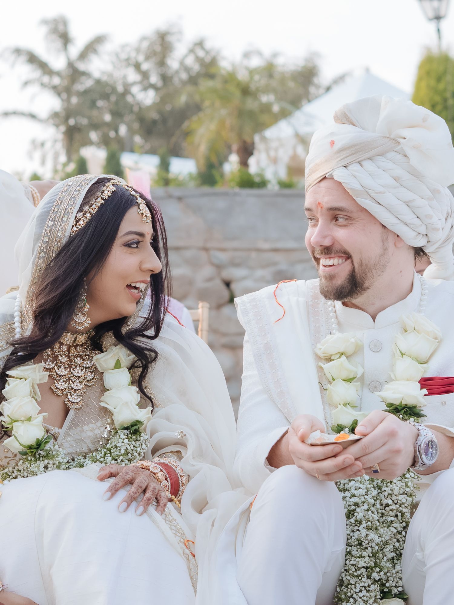 Storytelling wedding photograph capturing an intimate fusion wedding ceremony at Forest Hill Chandigarh