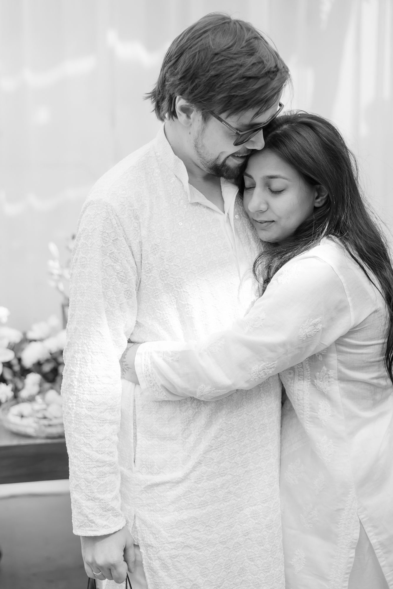 Storytelling wedding photograph capturing an intimate indo-norwegian fusion wedding ceremony at Forest Hill Chandigarh