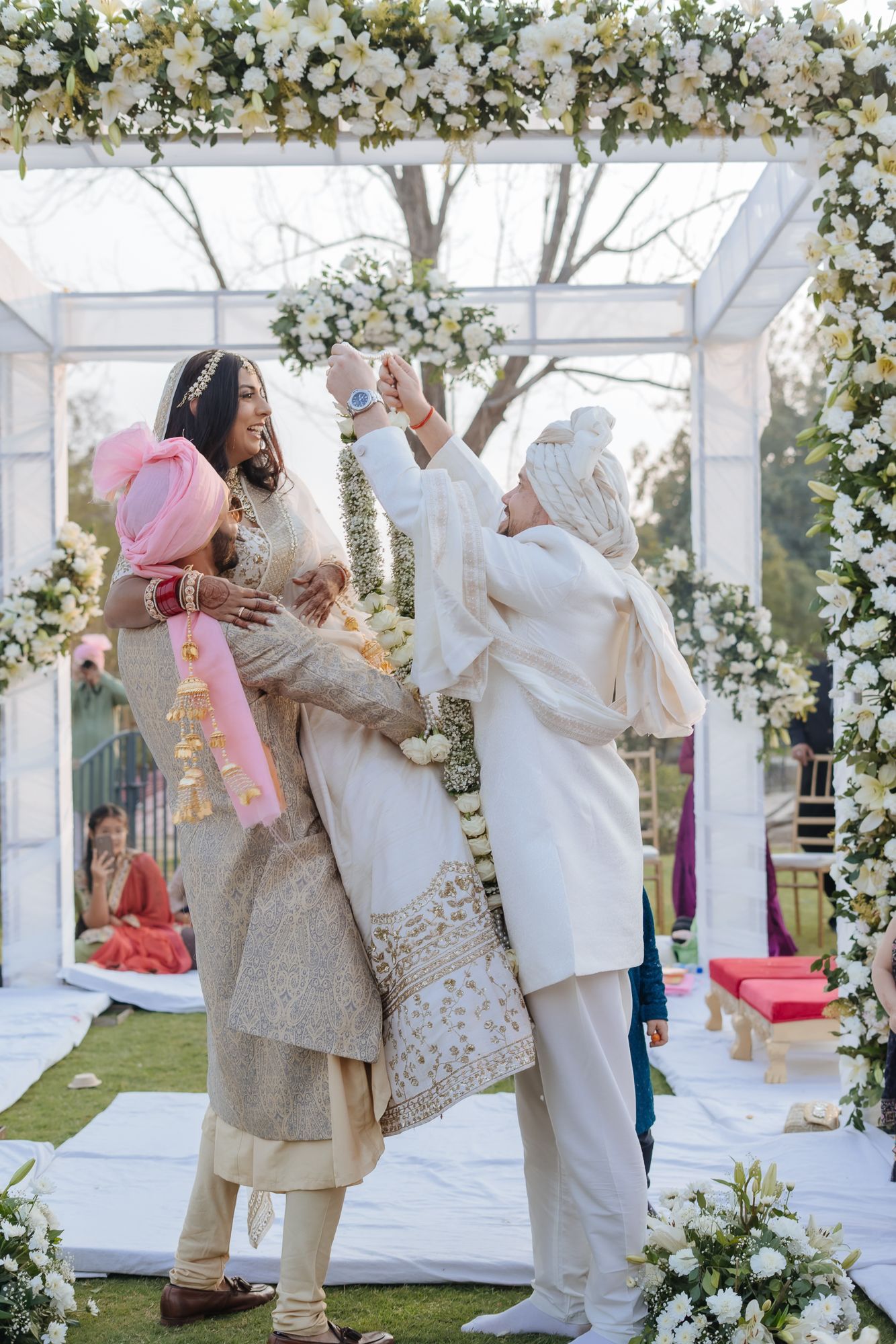 Storytelling wedding photograph capturing an intimate indo-norwegian fusion wedding ceremony at Forest Hill Chandigarh