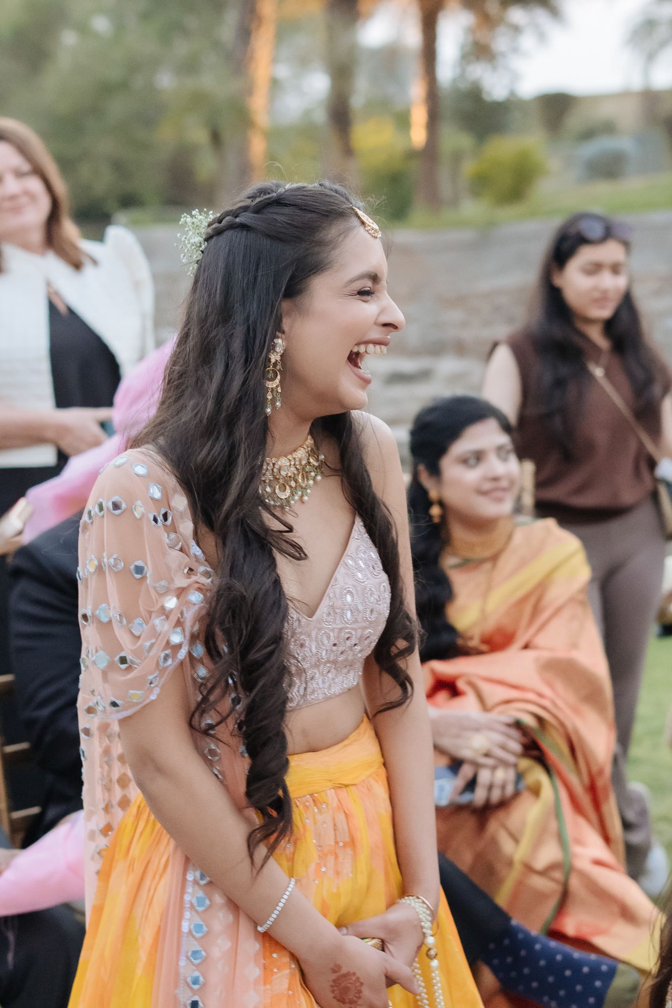 Storytelling wedding photograph capturing an intimate indo-norwegian fusion wedding ceremony at Forest Hill Chandigarh