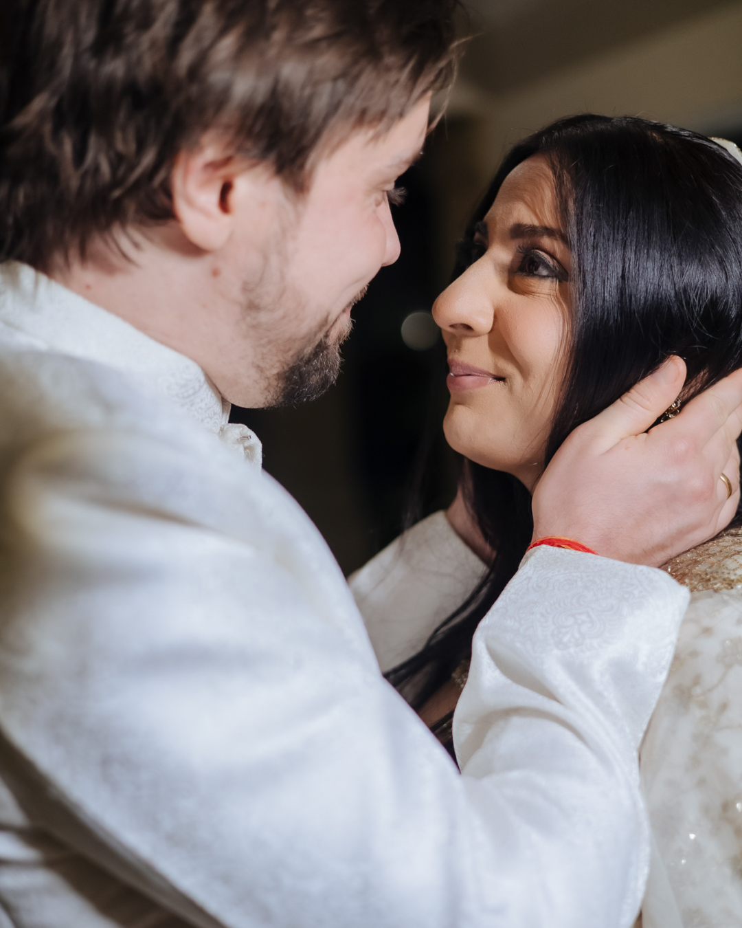 Storytelling wedding photograph capturing an intimate indo-norwegian fusion wedding ceremony at Forest Hill Chandigarh