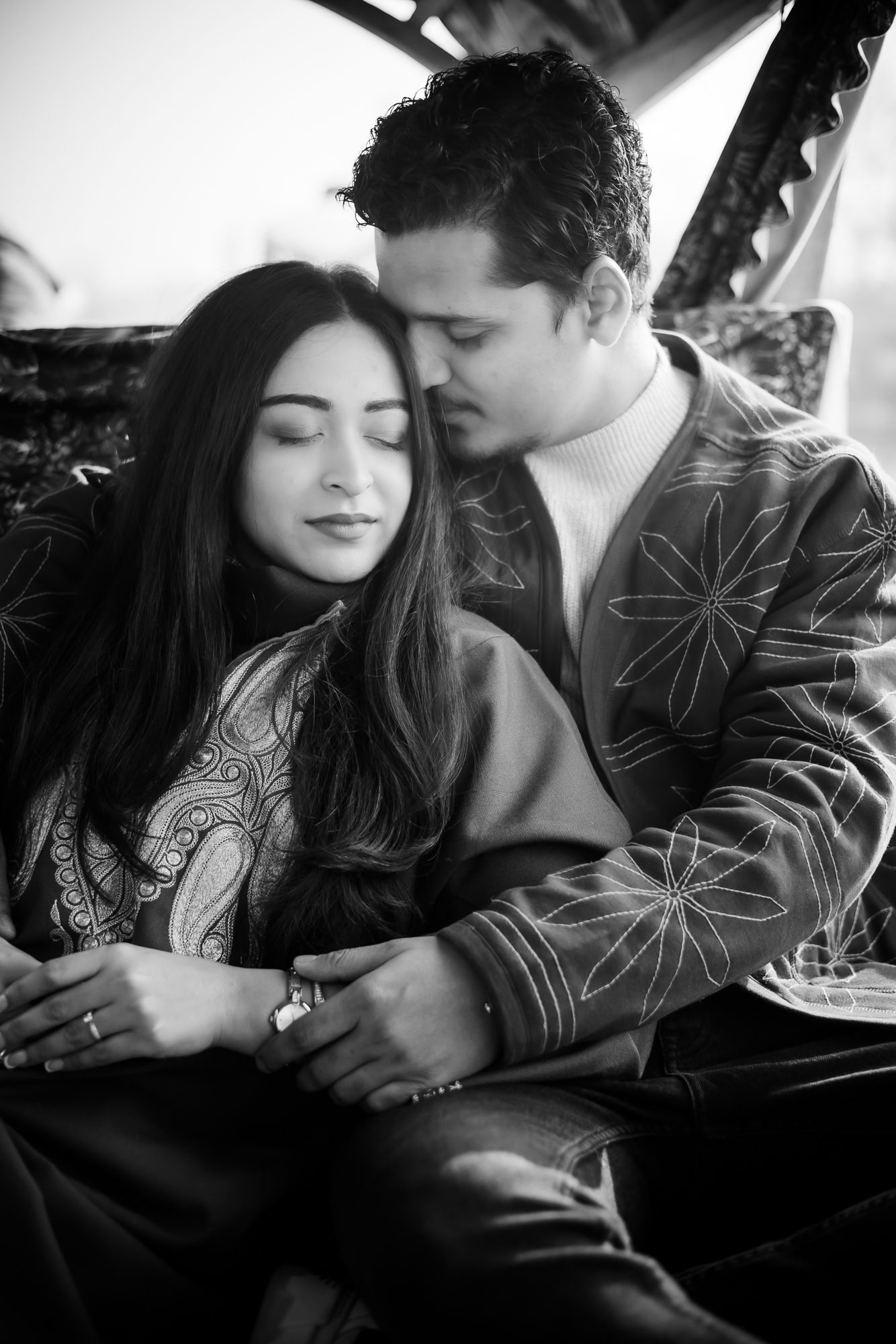 Couple Black and White portraits in Srinagar valley with authentic editorial storytelling