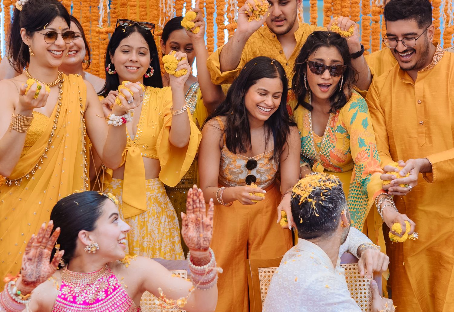 A joyful Haldi celebration filled with flowers, laughter and family at Tivoli Chattarpur