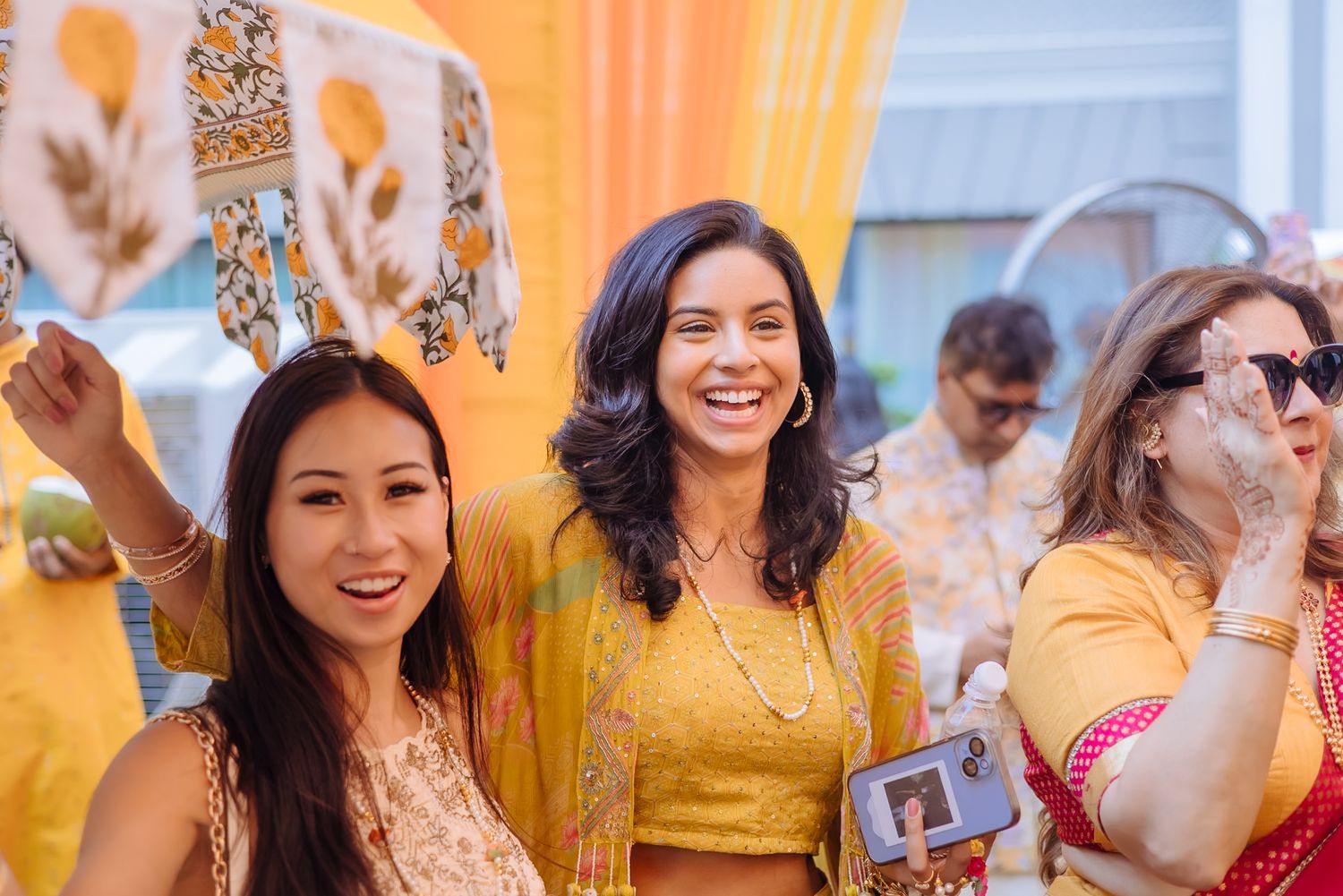 Candid moments of laughter and celebration at Shorye and Leah’s Haldi at Tivoli Chattarpur