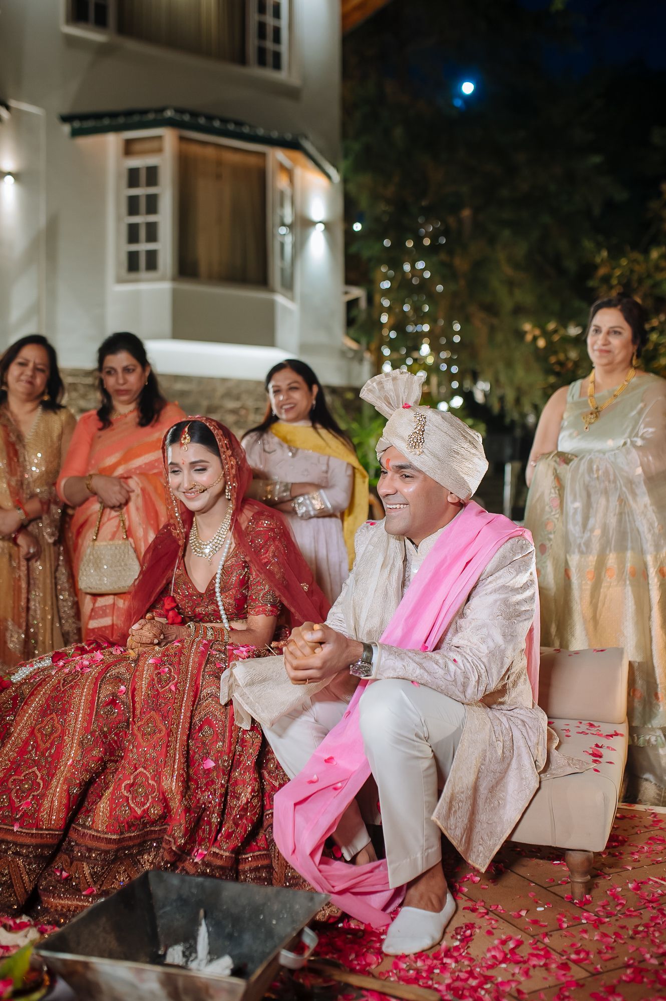 Indian wedding ceremony of a bride and groom taking feras at their intimate wedding of 30 guests in the hills at Daleside Manor, Kasauli