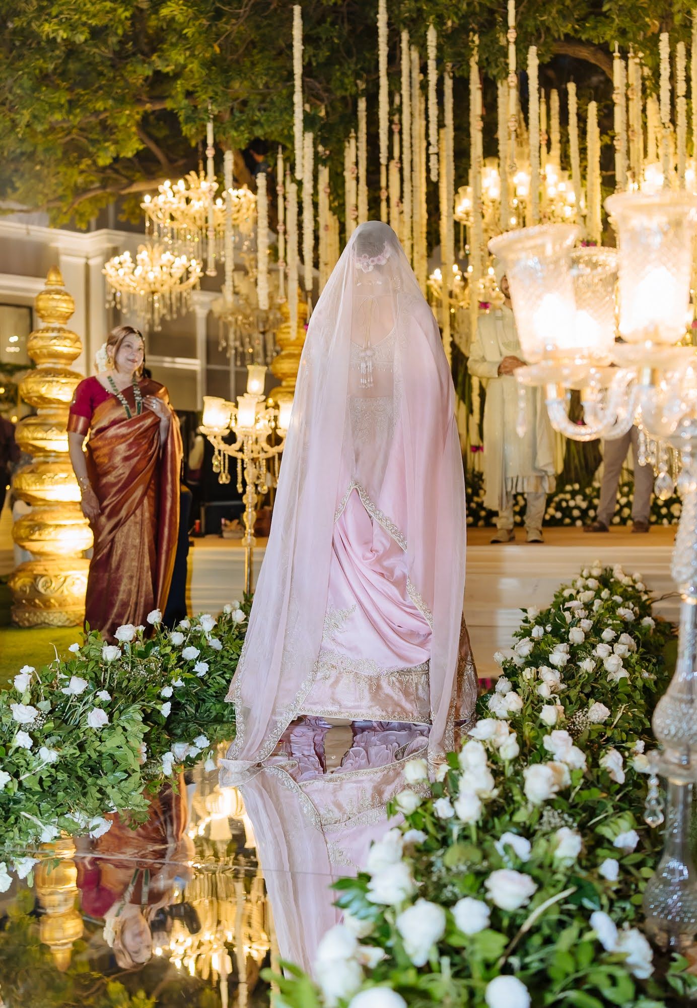 Emotional first look between Shorye and Leah on their Indian wedding day at Tivoli Chattarpur