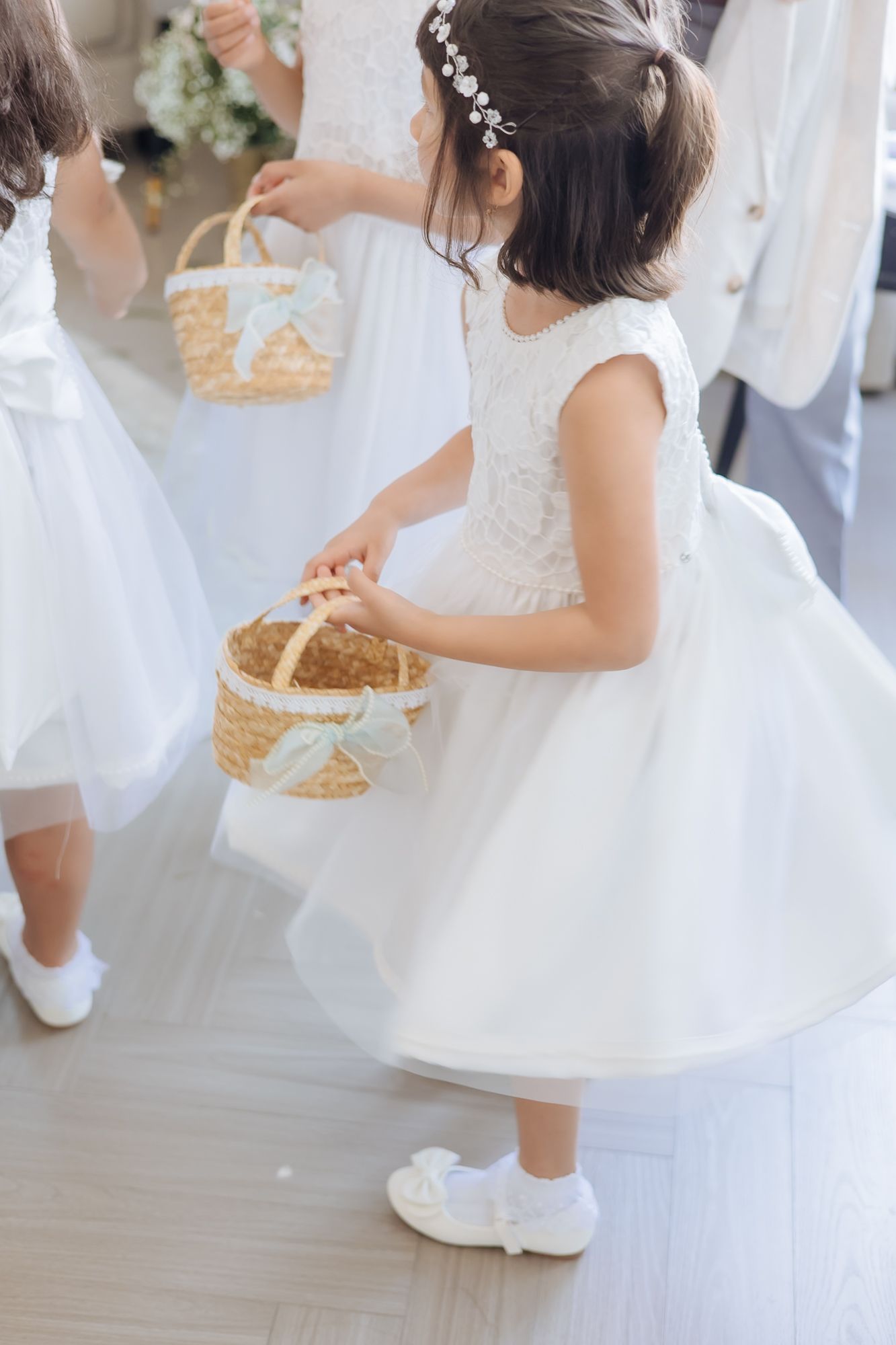 Flowergirls making their way to Shorye during the wedding ceremony at Tivoli Chattarpur.