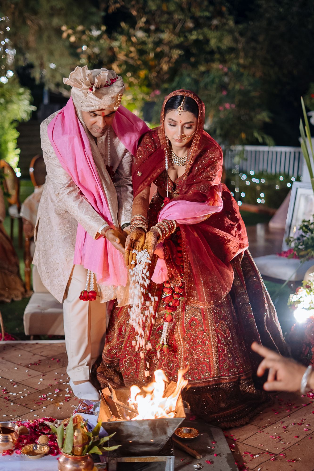 Indian wedding ceremony of a bride and groom taking feras at their intimate wedding of 30 guests in the hills at Daleside Manor, Kasauli