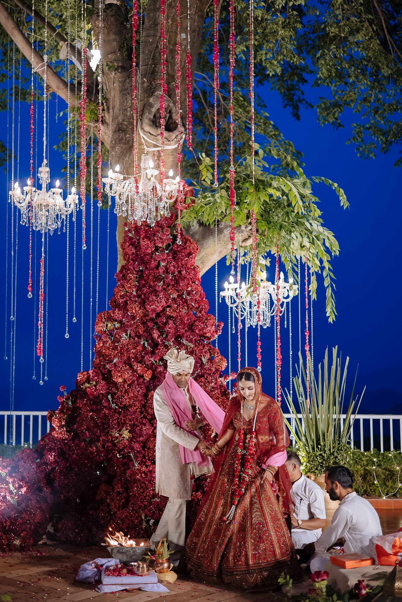 Indian wedding ceremony of a bride and groom taking feras at their intimate wedding of 30 guests in the hills at Daleside Manor, Kasauli