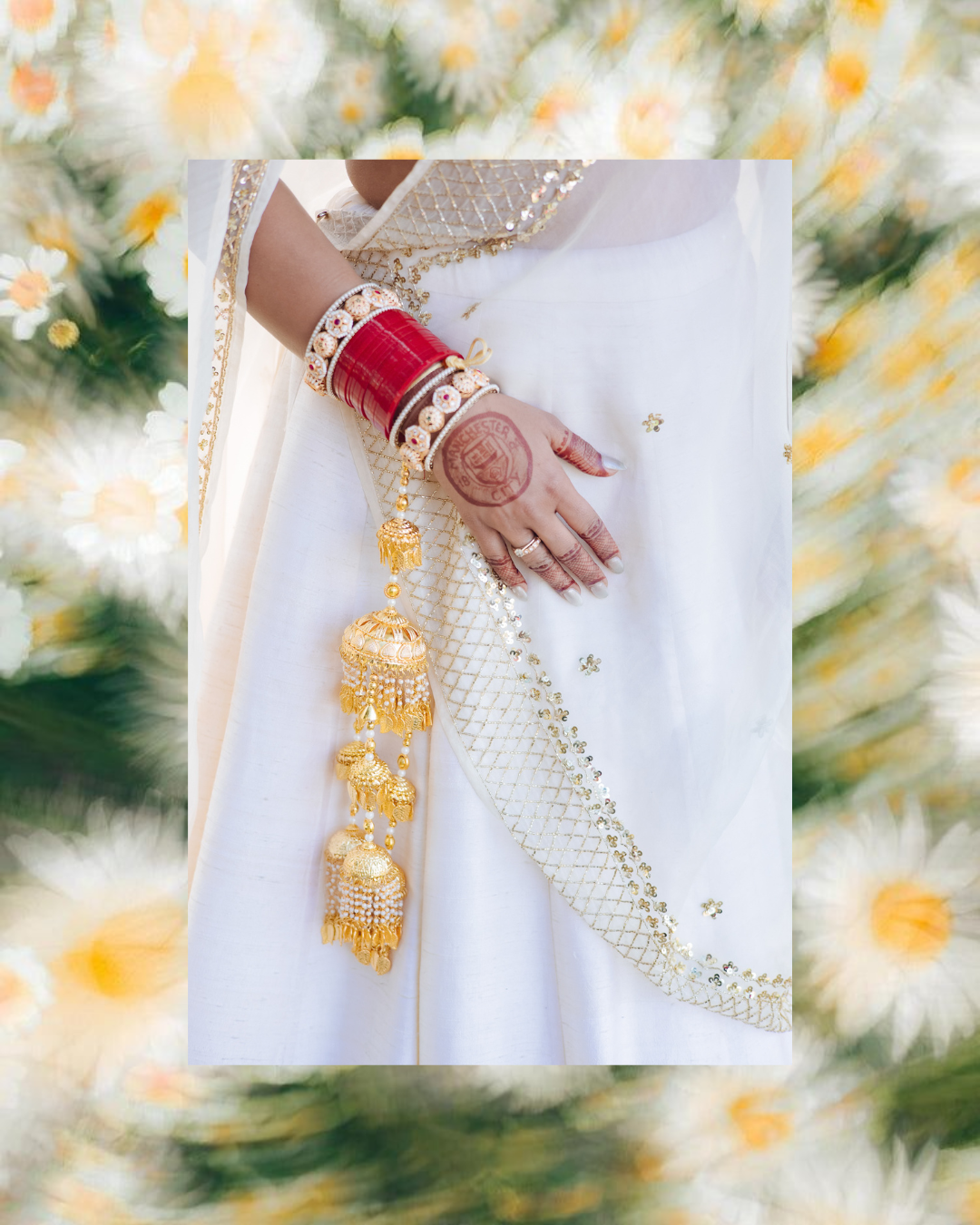 Elegant bridal portrait of Bride Itisha in an ivory lehenga for an intimate Indo-Norwegian wedding in Forest Hill, Chandigarh