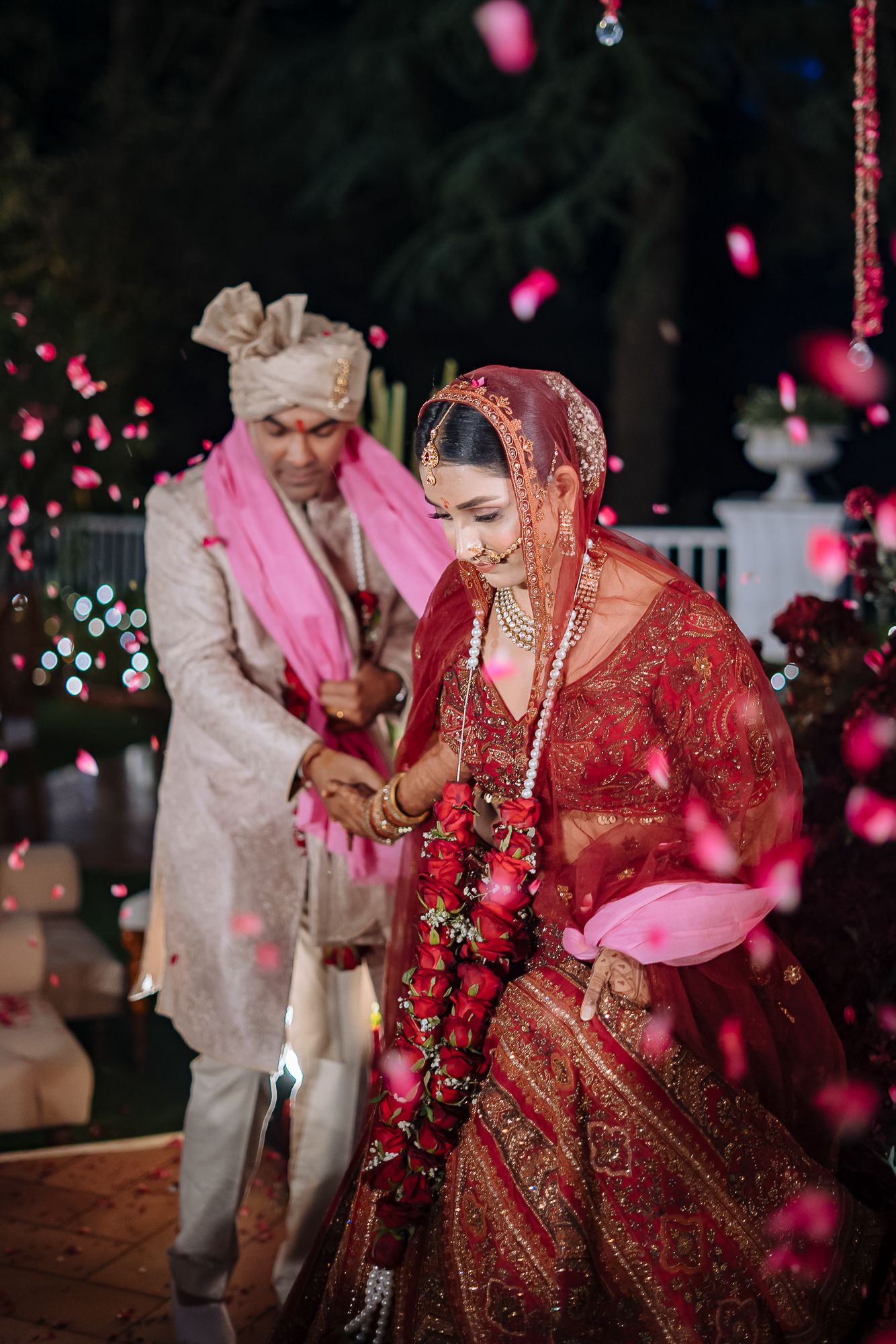 Indian wedding ceremony of a bride and groom taking feras at their intimate wedding of 30 guests in the hills at Daleside Manor, Kasauli