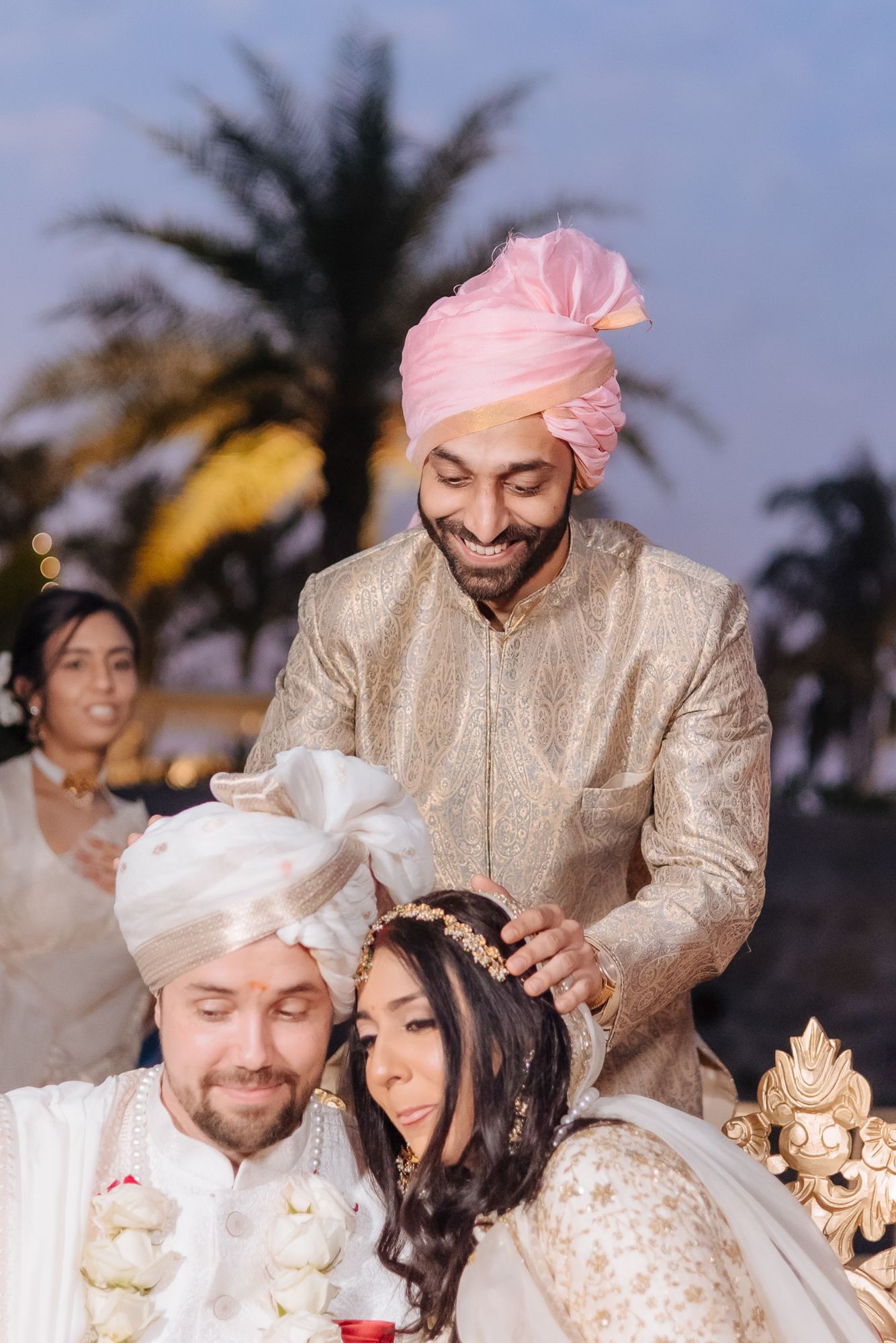 Storytelling wedding photograph capturing an intimate indo-norwegian fusion wedding ceremony at Forest Hill Chandigarh
