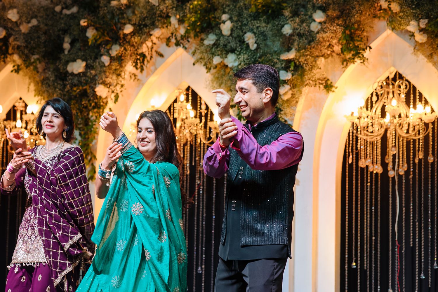Shorye’s family performing at the Sangeet celebration at Tivoli Chattarpur