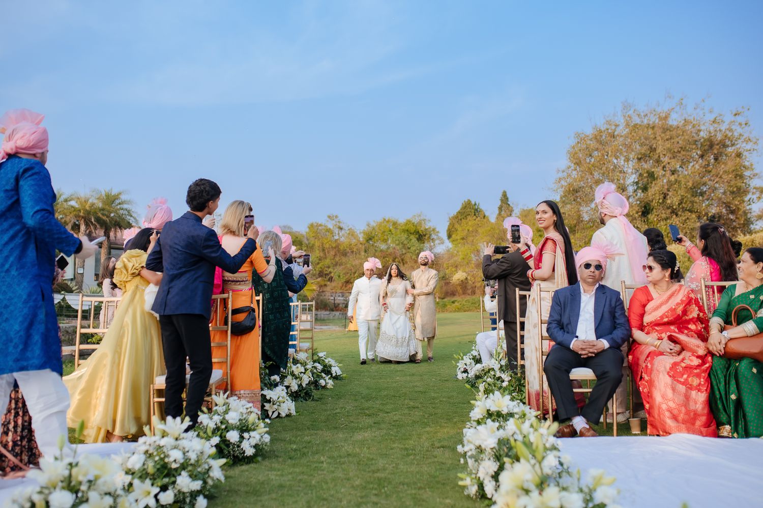 Storytelling wedding photograph capturing an intimate indo-norwegian fusion wedding ceremony at Forest Hill Chandigarh