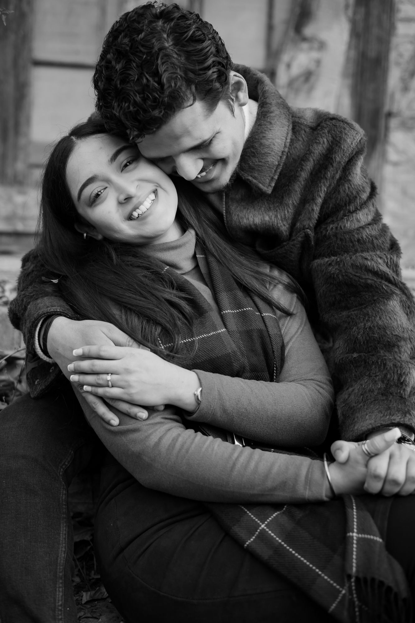 Intimate pre-wedding couple portrait with nostalgic fine-art style at a hidden secret spot in Srinagar