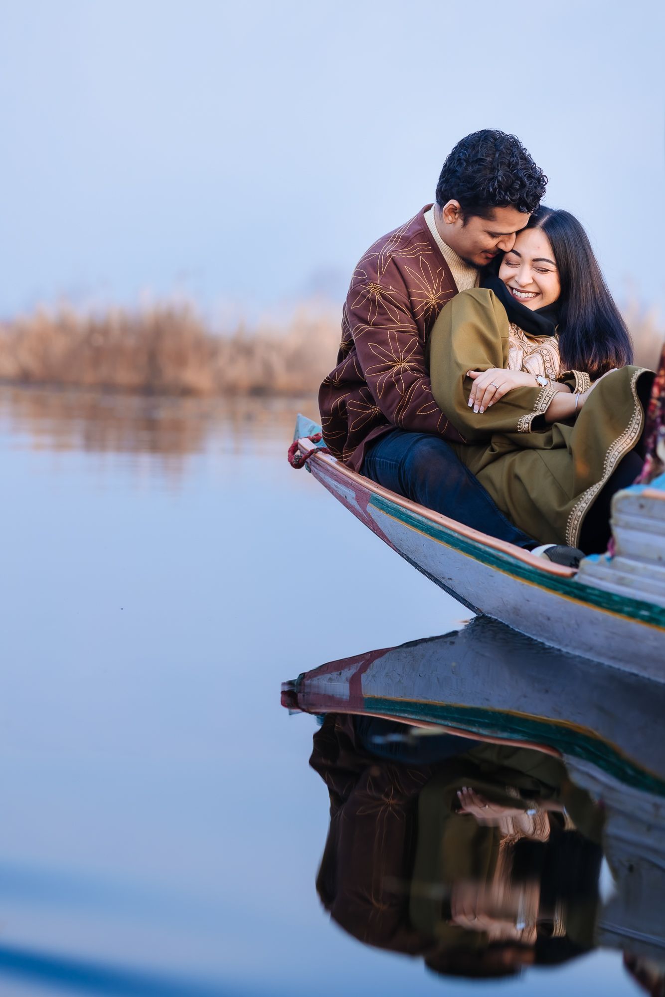 Couple portraits in Srinagar valley with authentic editorial storytelling