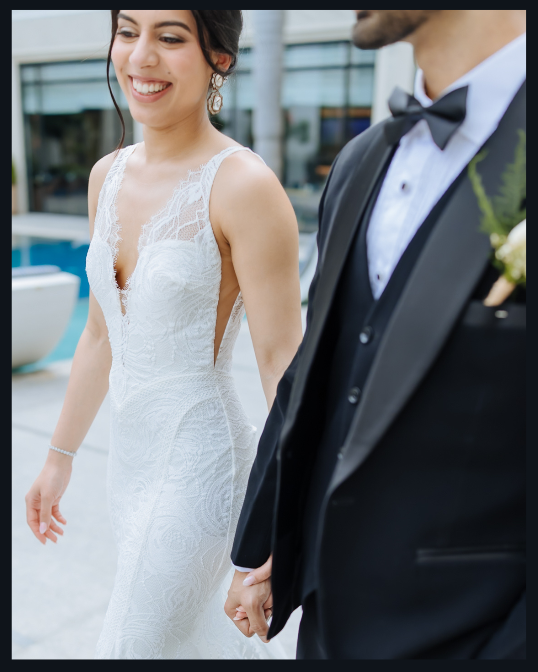 Romantic portrait of Shorye and Leah on their Christian wedding day at Tivoli Chattarpur