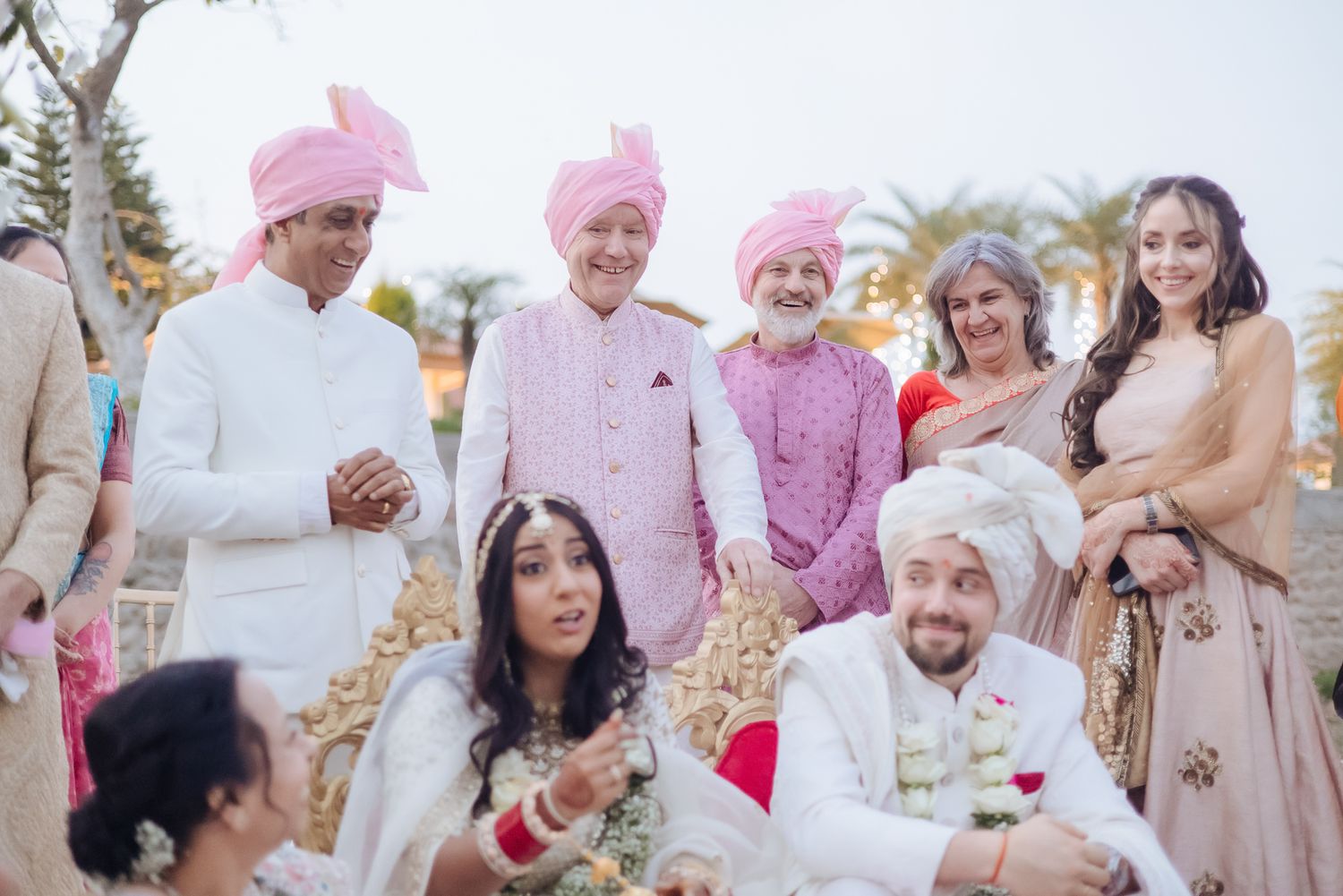 Storytelling wedding photograph capturing an intimate indo-norwegian fusion wedding ceremony at Forest Hill Chandigarh