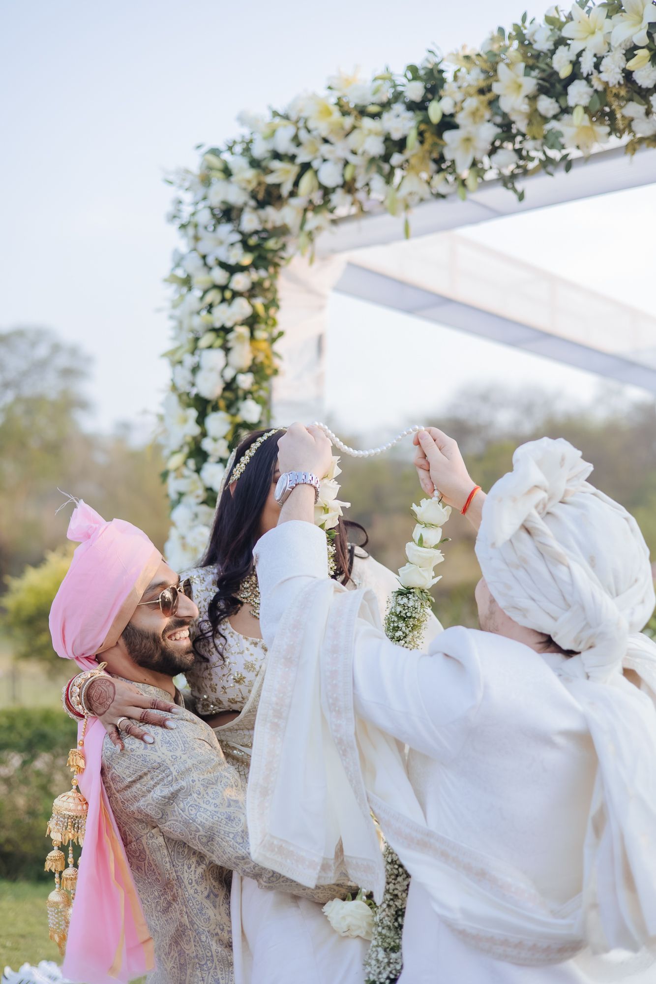 Emotional bridal entrance and Varmaala at Forest Hill Chandigarh for an Indo-Norwegian fusion wedding