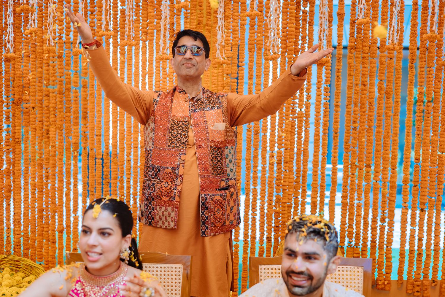 A joyful Haldi celebration filled with flowers, laughter and family at Tivoli Chattarpur