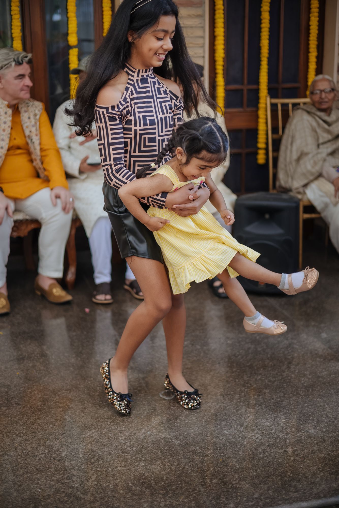 friends and family arriving for the Haldi celebration  for an Indo-Norwegian wedding of Mats and Itisha in Chandigarh