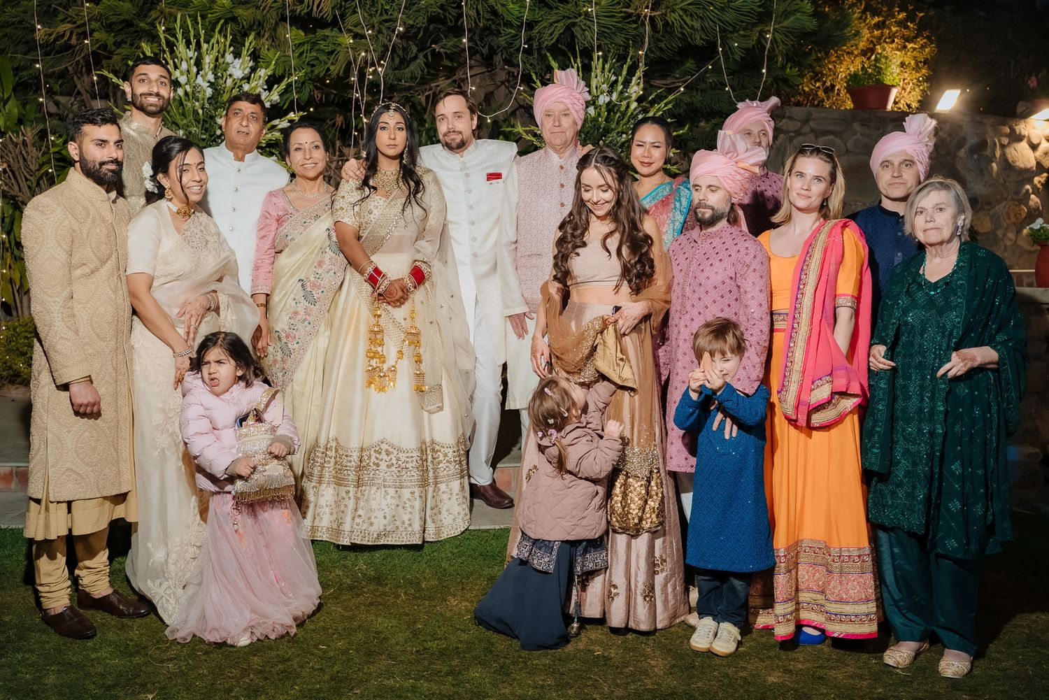 Storytelling wedding photograph capturing an intimate indo-norwegian fusion wedding ceremony at Forest Hill Chandigarh
