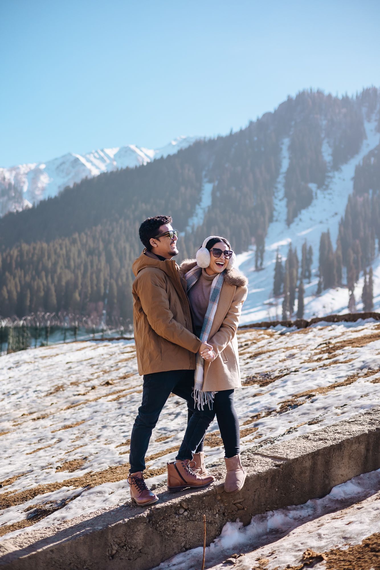 omantic pre-wedding vows amidst Gulmarg mountains, fine-art editorial photography