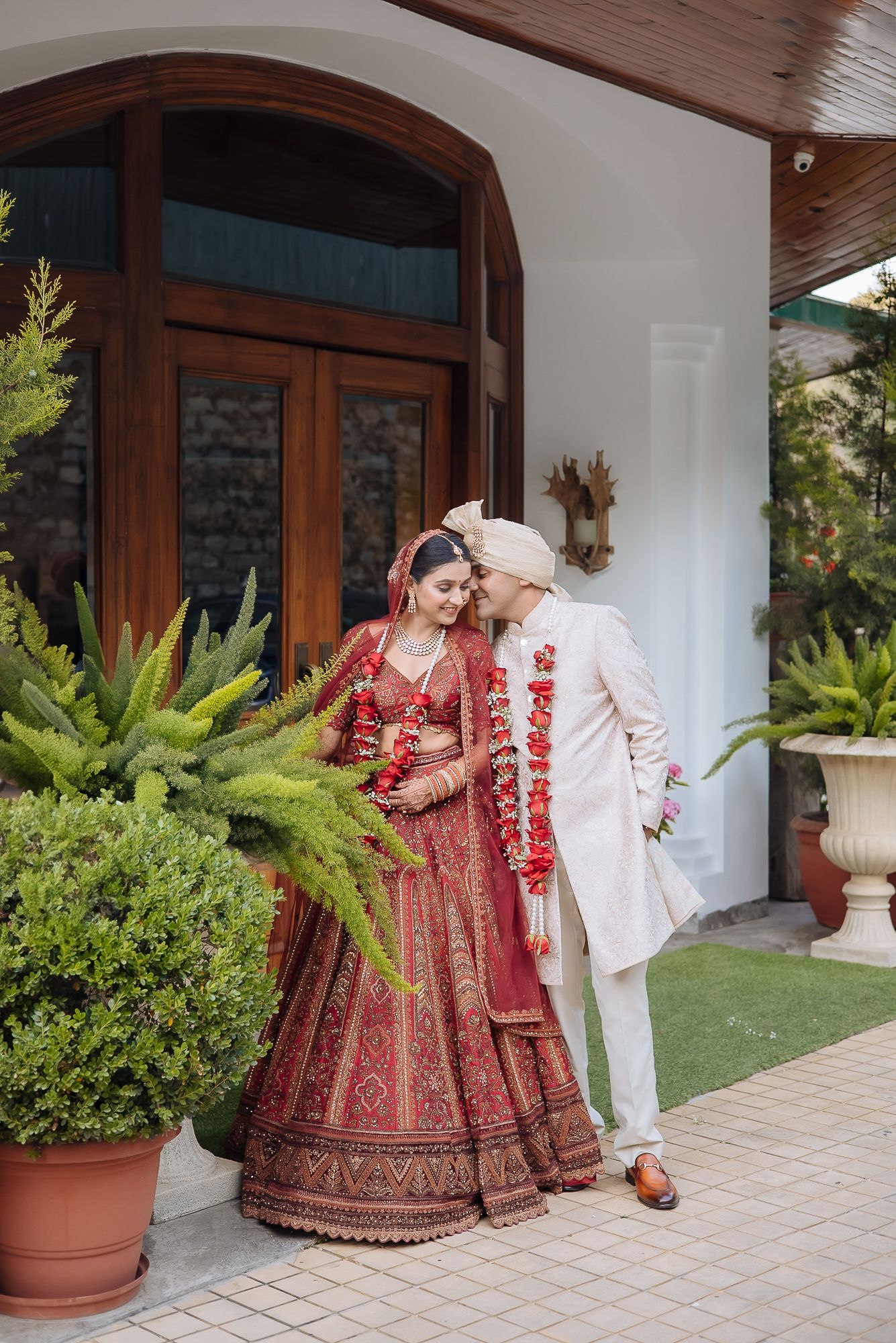 Fine-art couple portraits of an Indian Bride and groom at an intimate wedding of 30 guests in the hills in Kasauli at Daleside Manor
