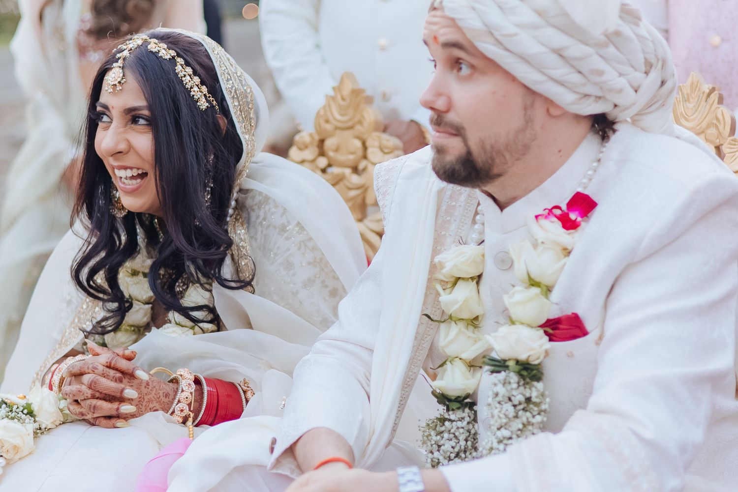 Storytelling wedding photograph capturing an intimate indo-norwegian fusion wedding ceremony at Forest Hill Chandigarh