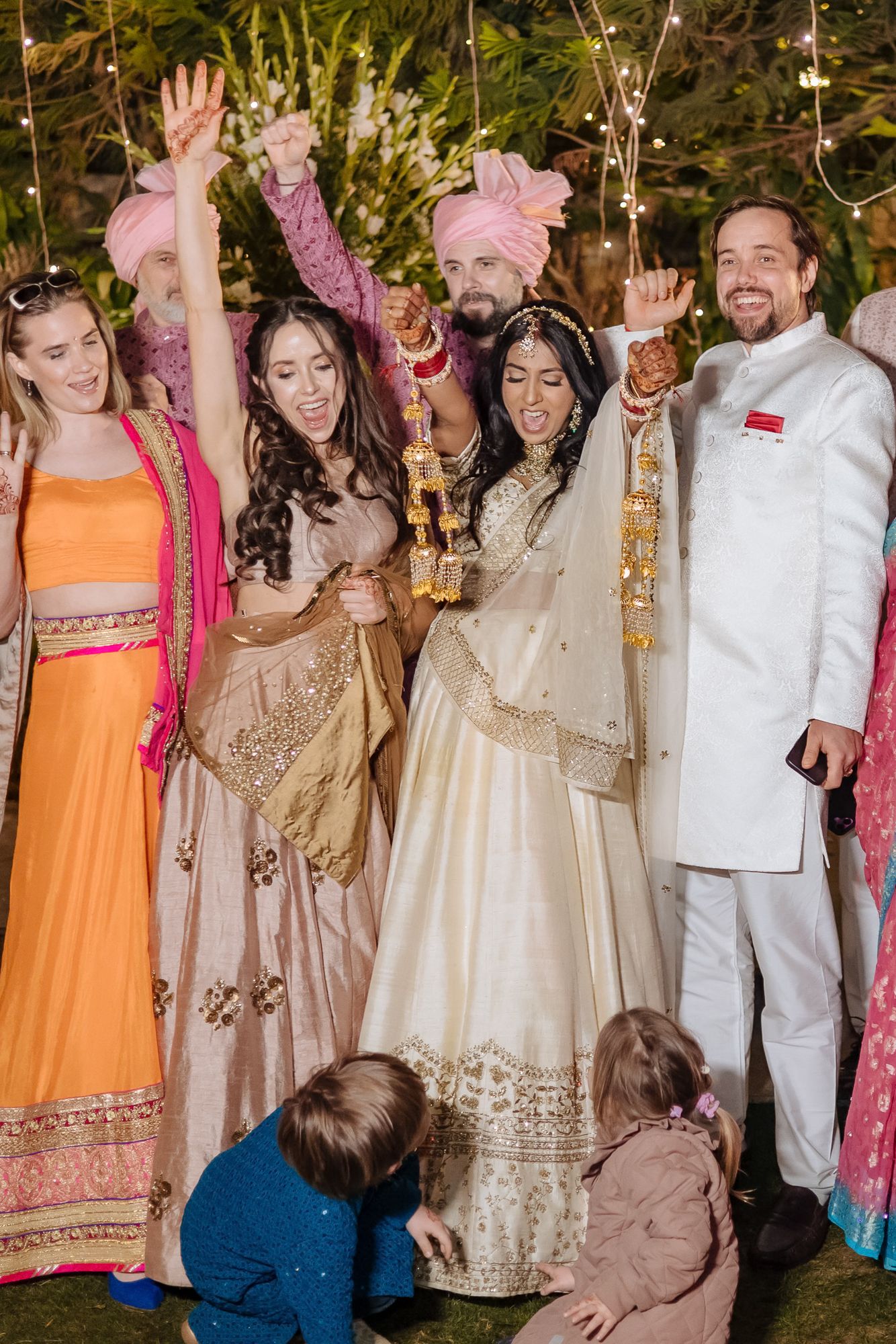 Storytelling wedding photograph capturing an intimate indo-norwegian fusion wedding ceremony at Forest Hill Chandigarh