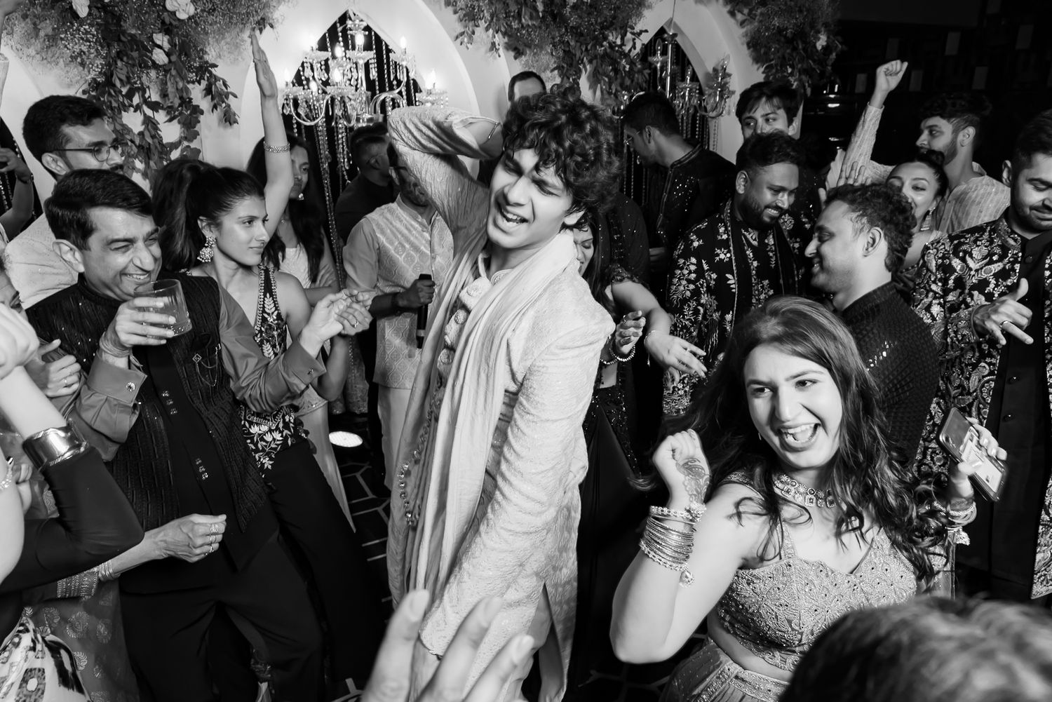 Bride and groom Shorye and Leah battling it out on the dance floor at Tivoli Chattarpur