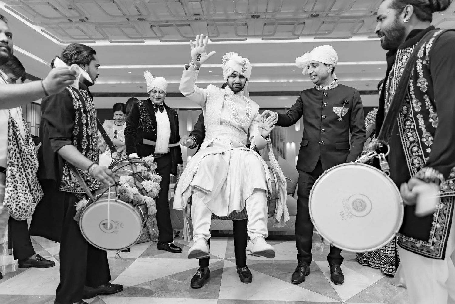 Shorye preparing for his Punjabi wedding surrounded by family at Tivoli Chattarpur