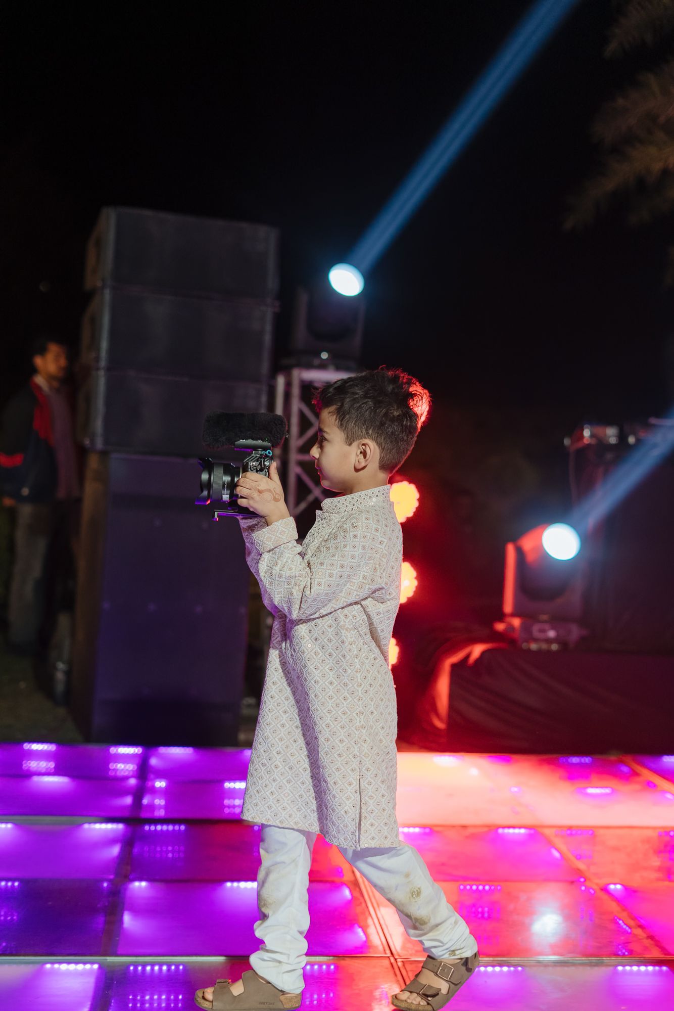Storytelling wedding photograph capturing an intimate indo-norwegian fusion wedding ceremony at Forest Hill Chandigarh