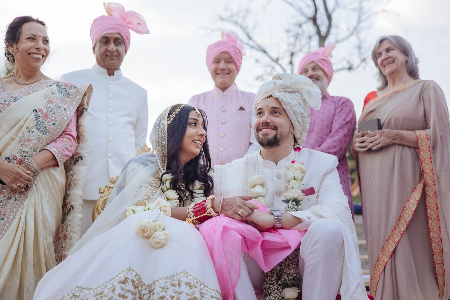 Storytelling wedding photograph capturing an intimate indo-norwegian fusion wedding ceremony at Forest Hill Chandigarh